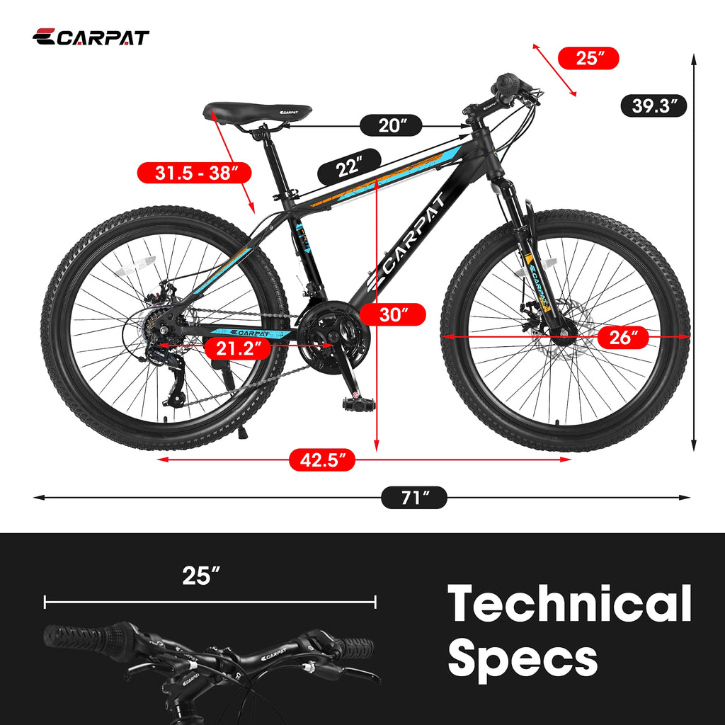Carpat City-Cruizer™ – 26" Performance Mountain Bike (Black-Blue) - enhanced image 1