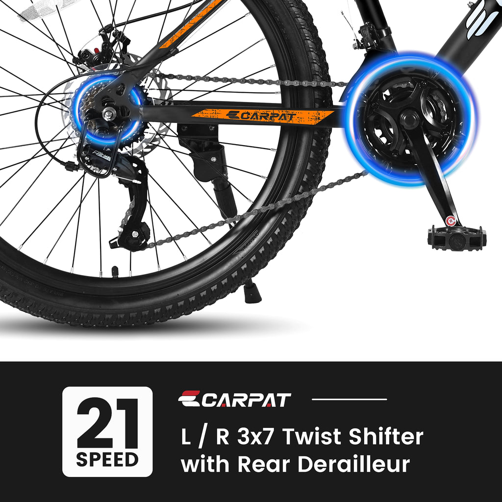 Carpat™ City-Cruizer – 26" Shimano 21-Speed MTB (Black-Orange) - enhanced image 1