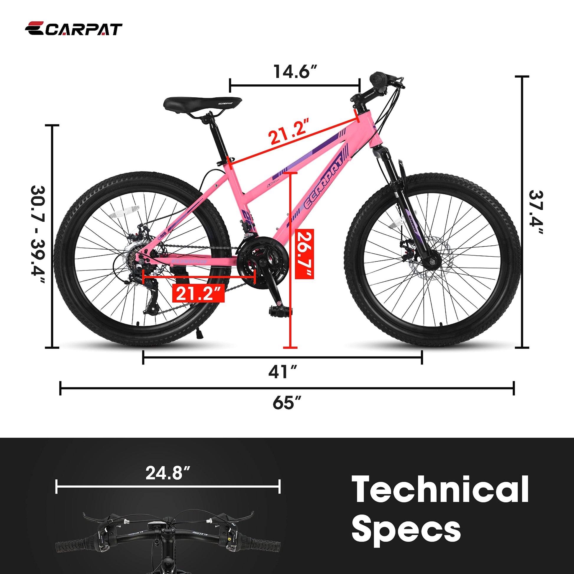 Carpat™ City-Cruizer – 26" Pink Trail Bike for Women & Teens - enhanced image 1