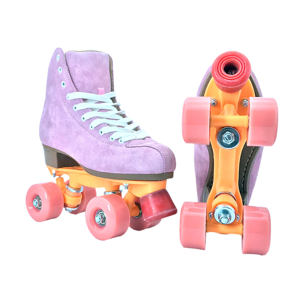 Children's Purple Suede Roller Skates - enhanced image 1