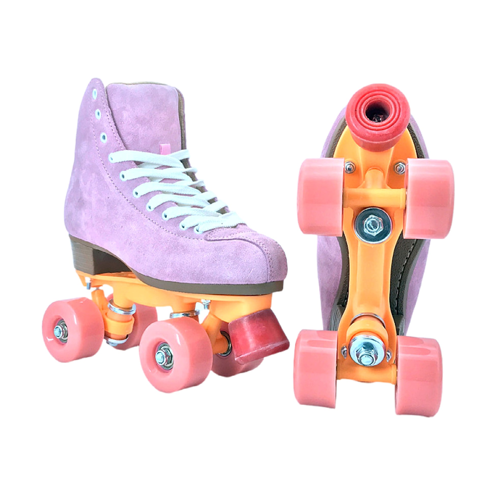 Children's Purple Suede Roller Skates - enhanced image 1
