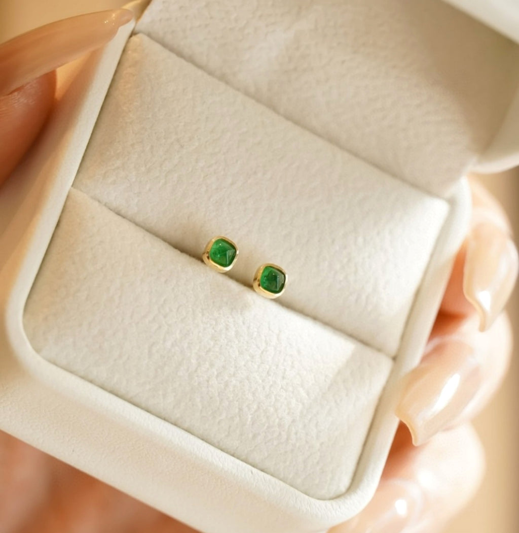 Colored Gems Four-claw Earrings For Women - enhanced image 1
