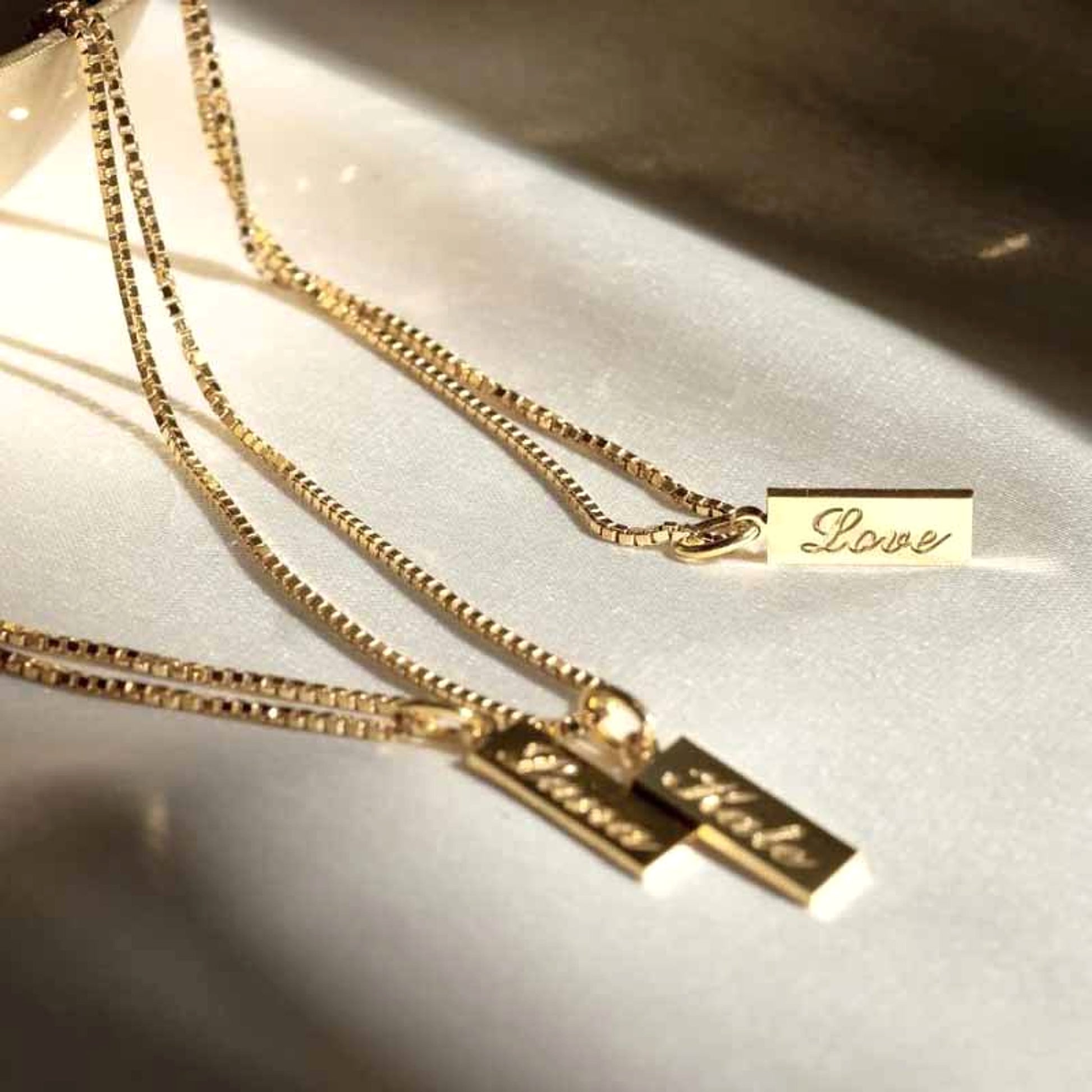 Couple Engraved Collarbone Chain Stainless Steel English Letter Necklace - enhanced image 1