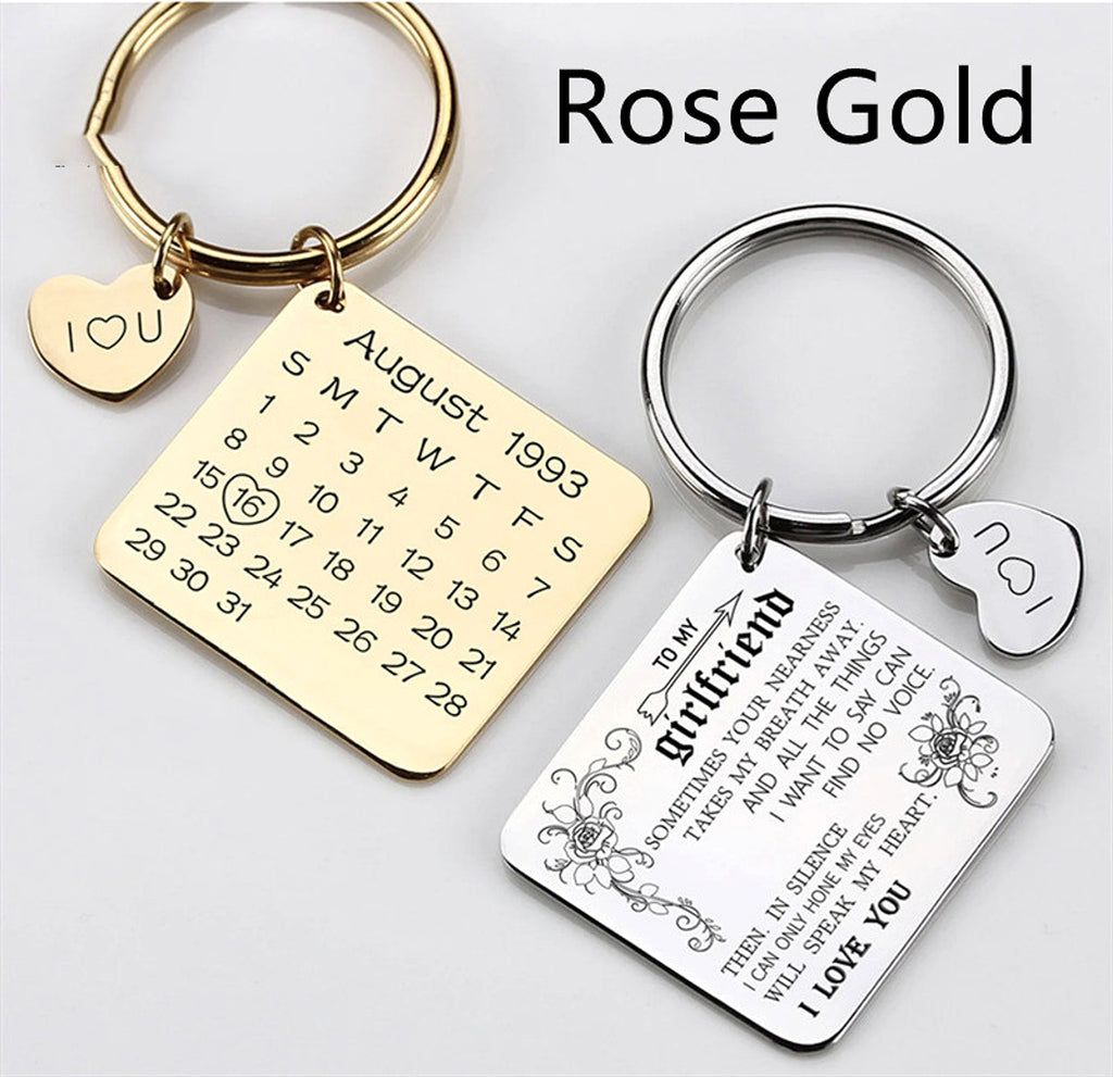 Personalized Calendar Keychain – Engraved Date Keepsake for Special Moments - enhanced image 1