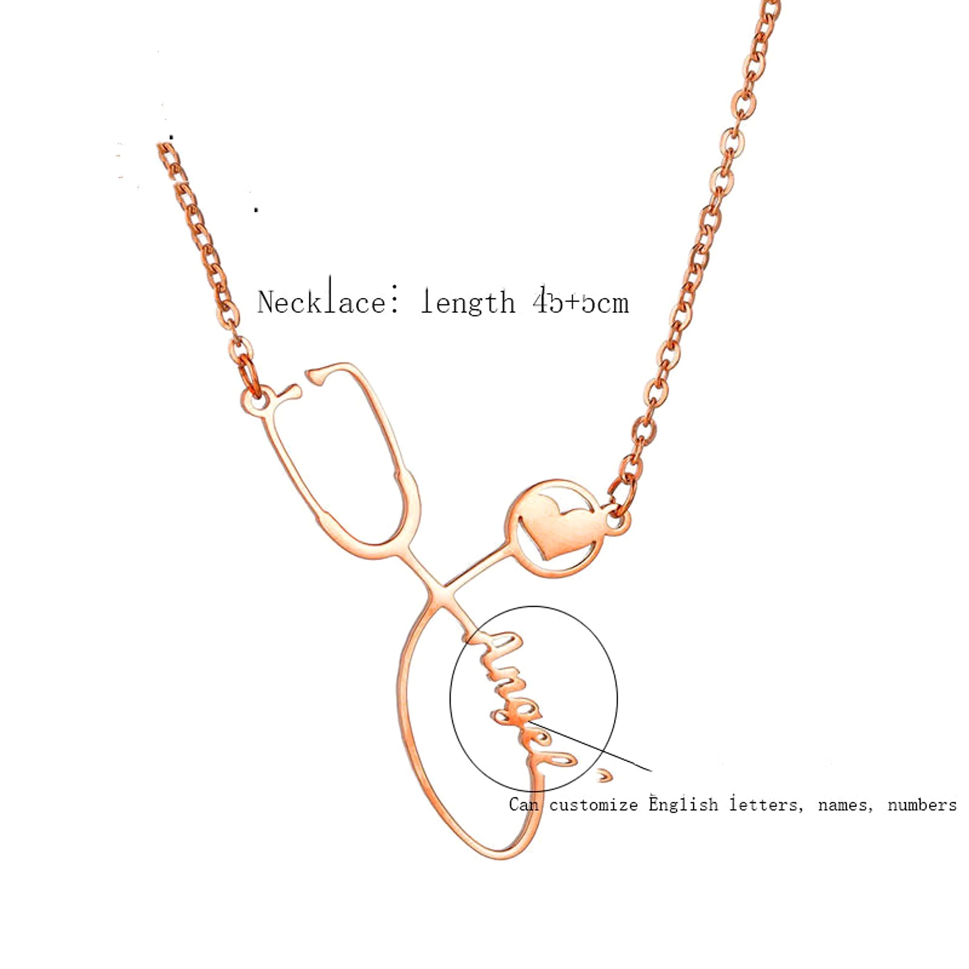 Custom Creative Stainless Steel Love Stethoscope Clavicle Chain Tide - enhanced image 1