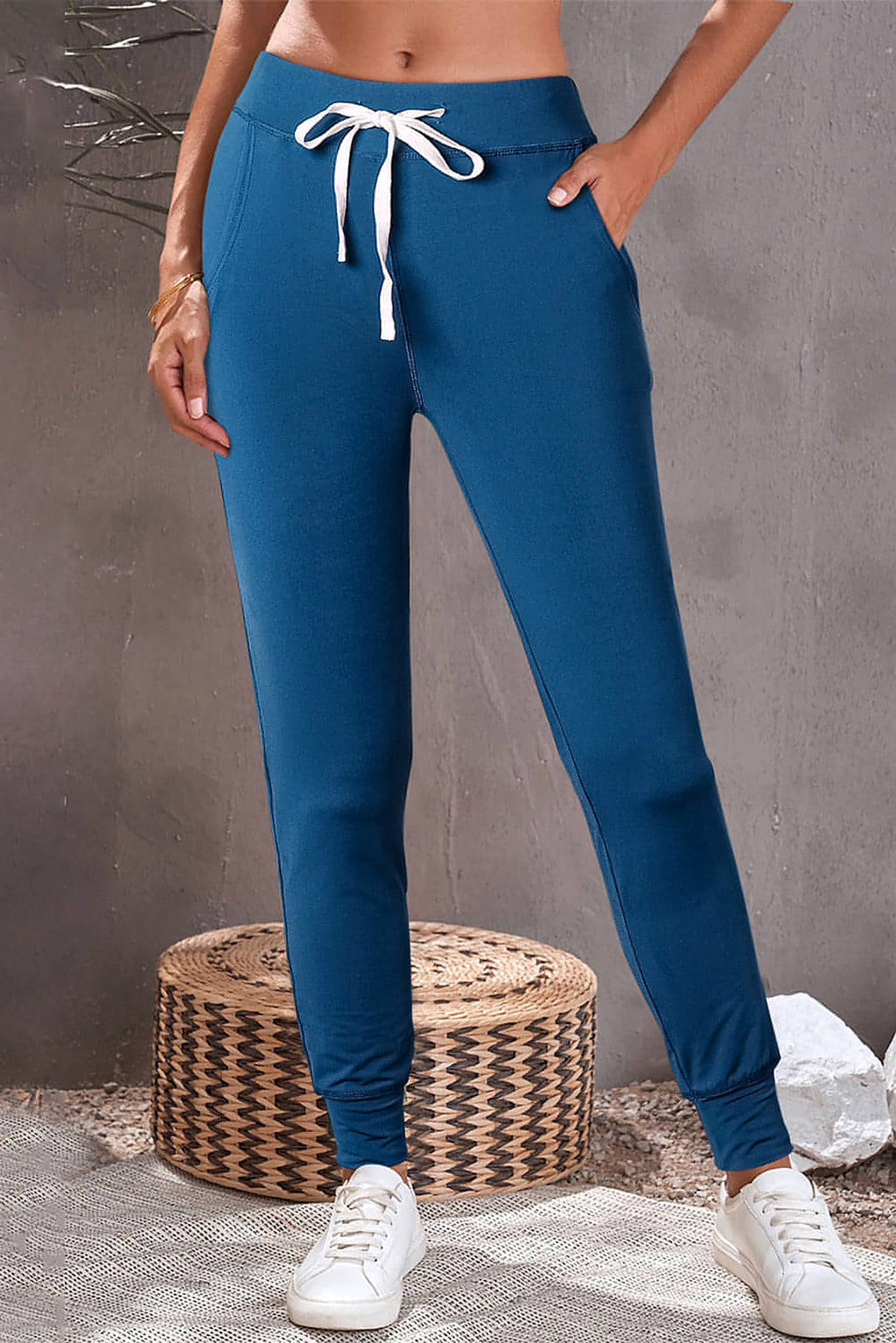 Drawstring Waist Pocketed Joggers - enhanced image 1