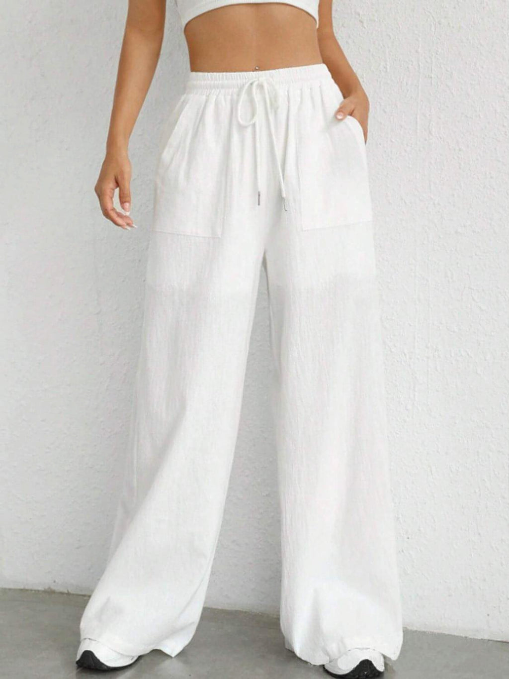 Drawstring Wide Leg Pants - enhanced image 1