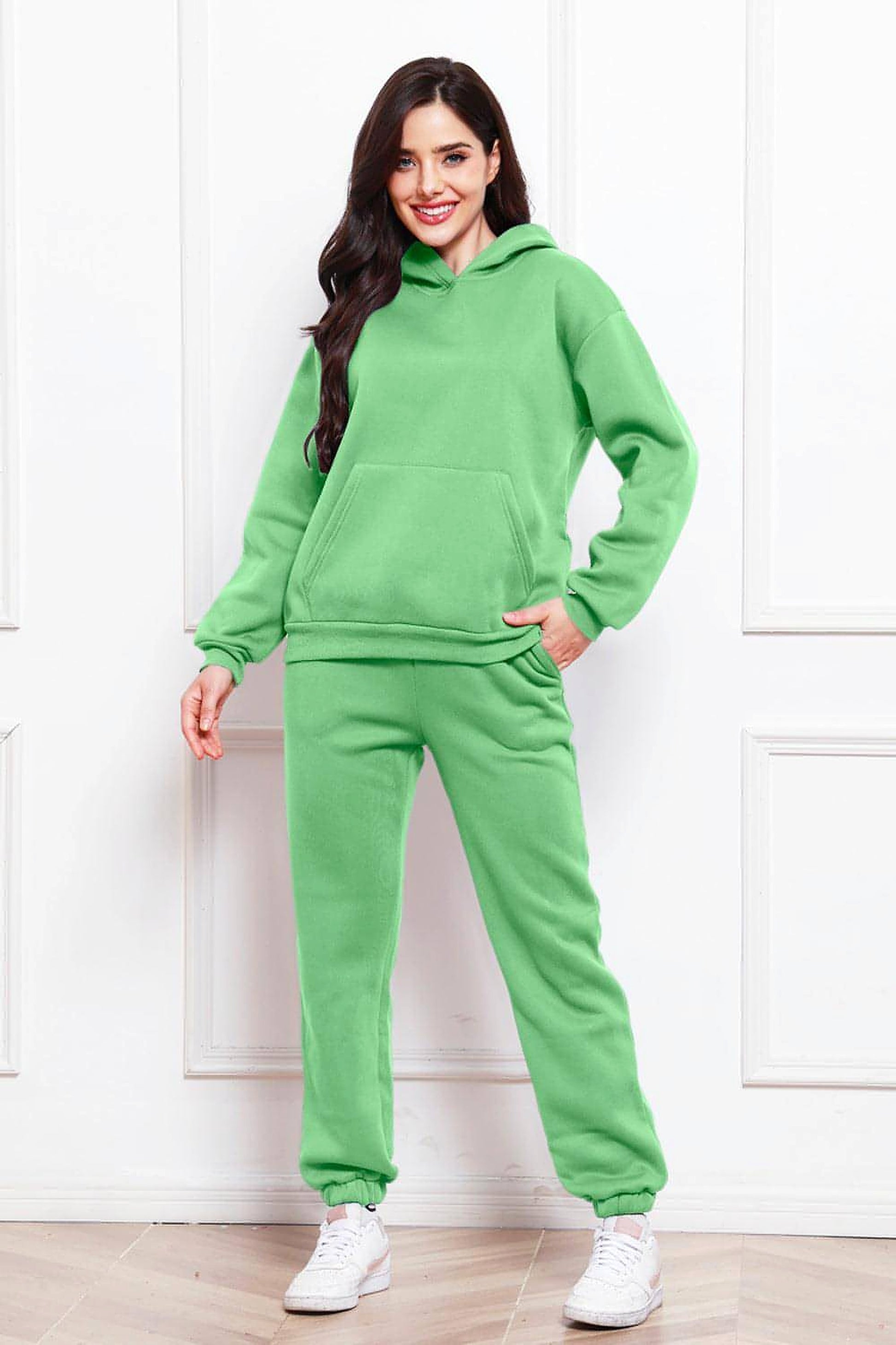 Drop Shoulder Long Sleeve Hoodie and Pants Set - enhanced image 1