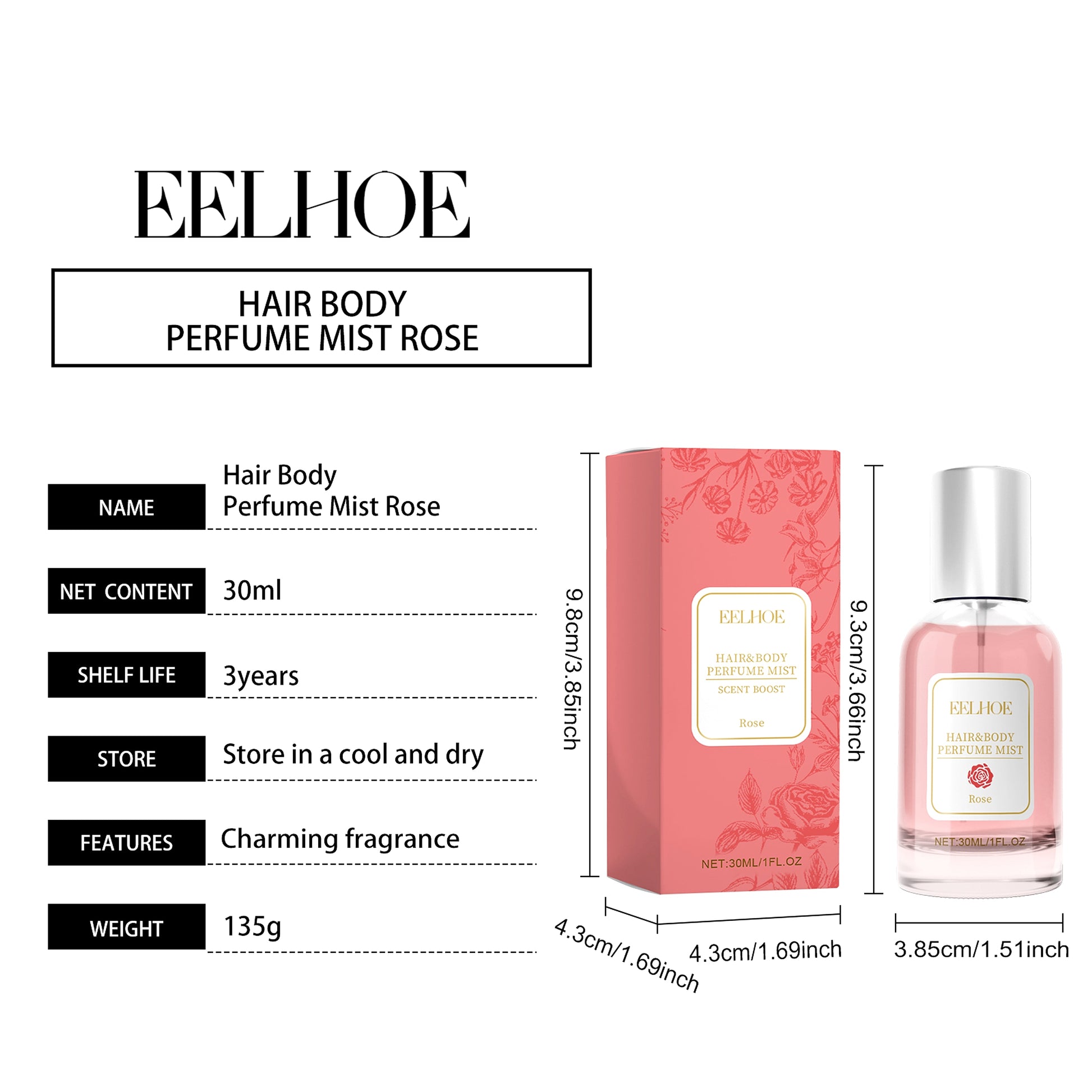 EELHOE Rose Body Hair Eau De Parfum Women - enhanced image 1