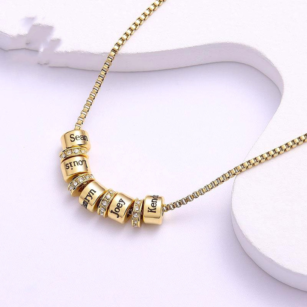 ✨ Personalized Diamond Bead Name Necklace – Your Story, Worn in Gold ✨ - enhanced image 1