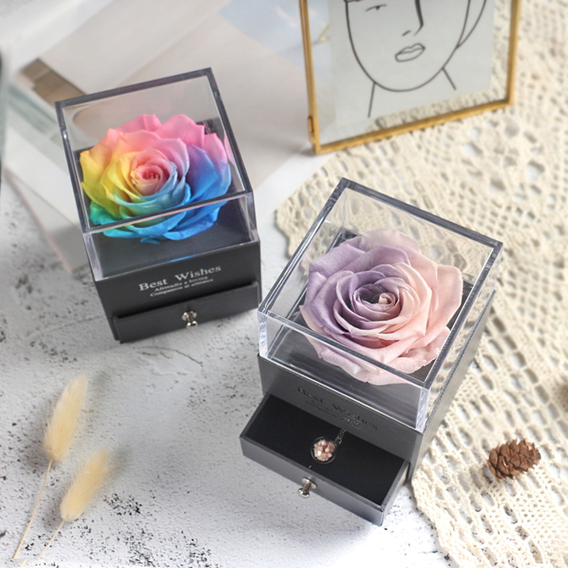 Eternal Flower Rose Jewelry Box for Birthday Presents Valentines Day Wedding Gift - enhanced image 1