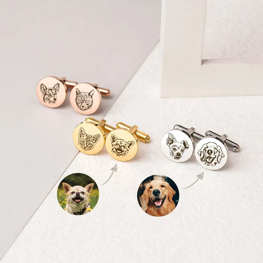 Personalized Pet Commemorative Cufflinks – Custom Engraved Pet Memorial Jewelry - enhanced image 1