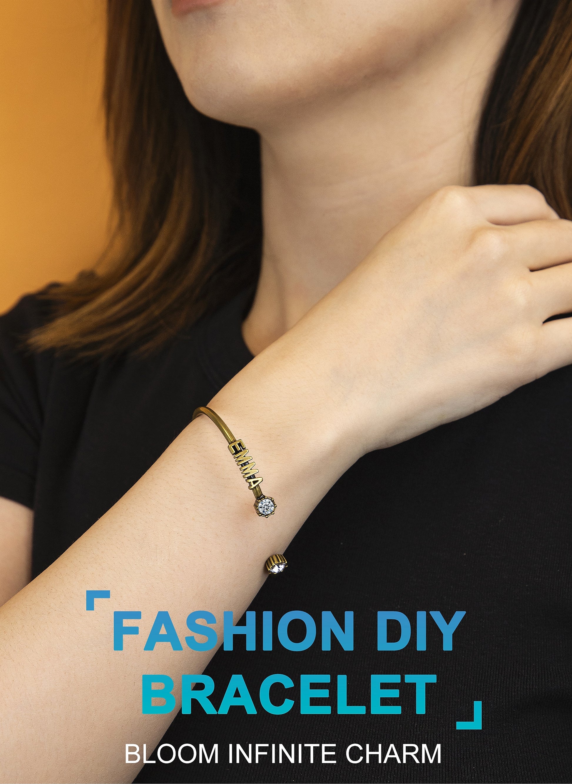 Vintage Bronze Letter Bracelet – A Retro & Timeless Statement Piece! - enhanced image 1