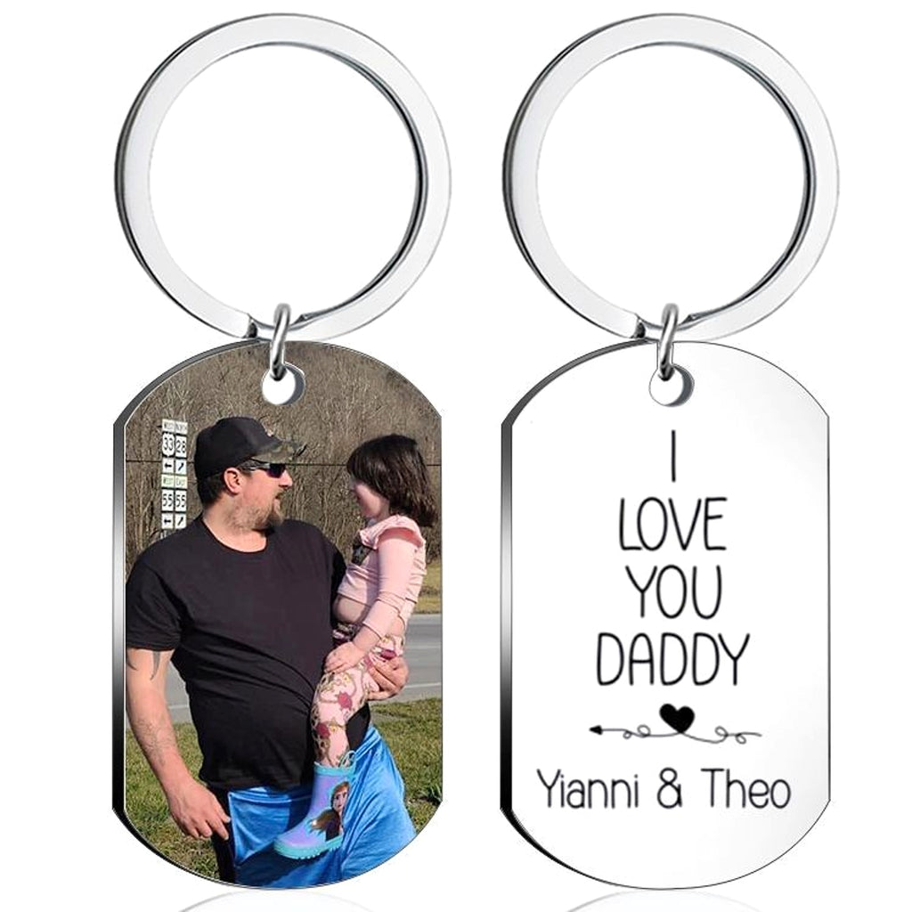 Personalized Stainless Steel Photo Keychain – Custom Engraved Gift - enhanced image 1