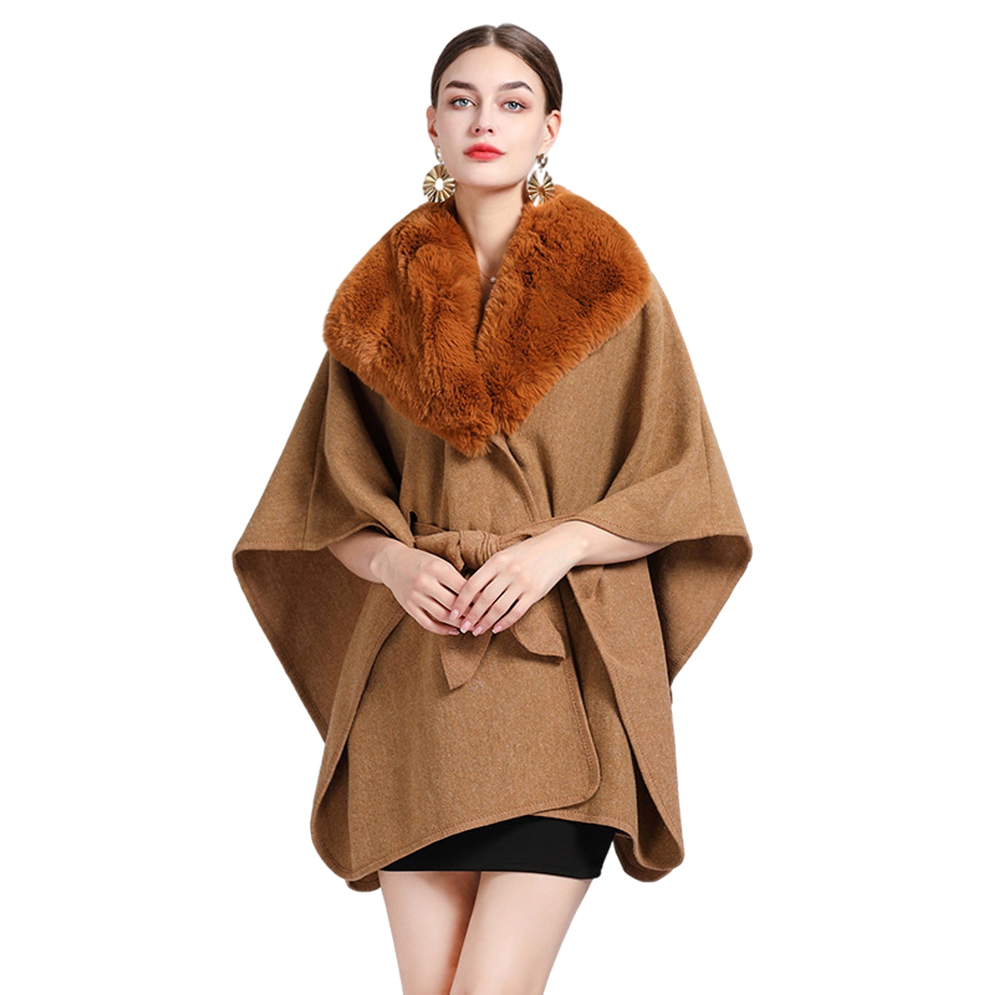 Collar Knit Shawl Cape Women Jacket - enhanced image 1
