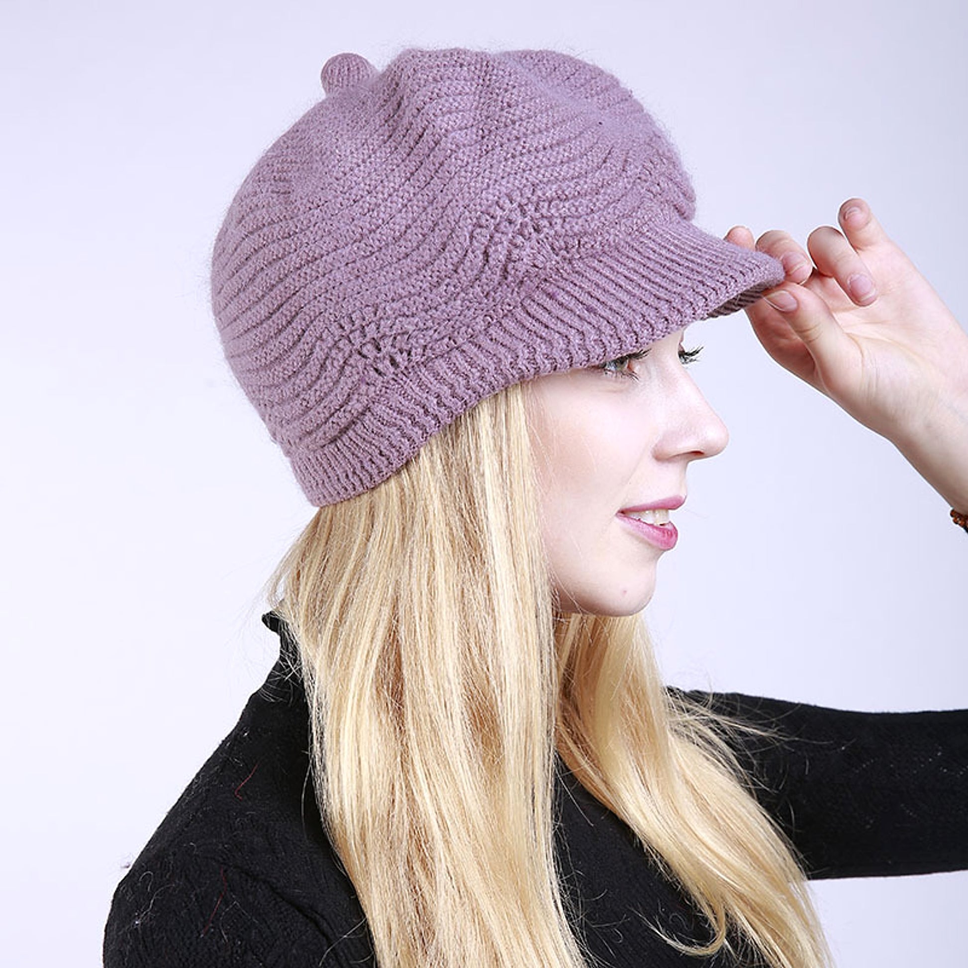 Fleece Fashion Warm Ladies Knitted Hat - enhanced image 1