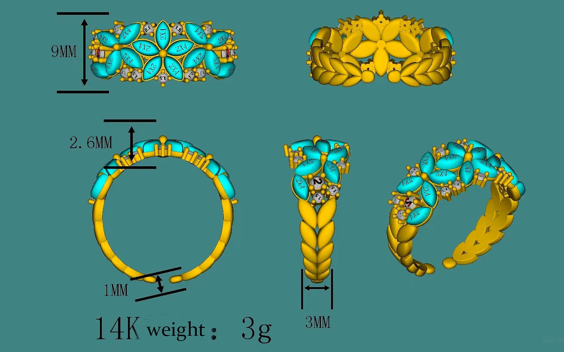 Elegance Blossom: Vintage Floral Wedding Ring - enhanced image 1