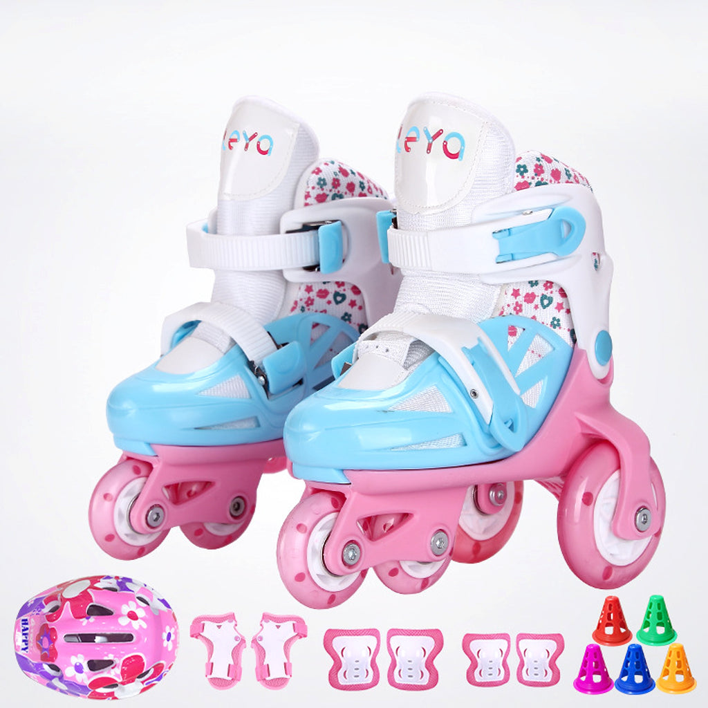 Full Set Of Adjustable Double Row Kids Roller Skates - enhanced image 1