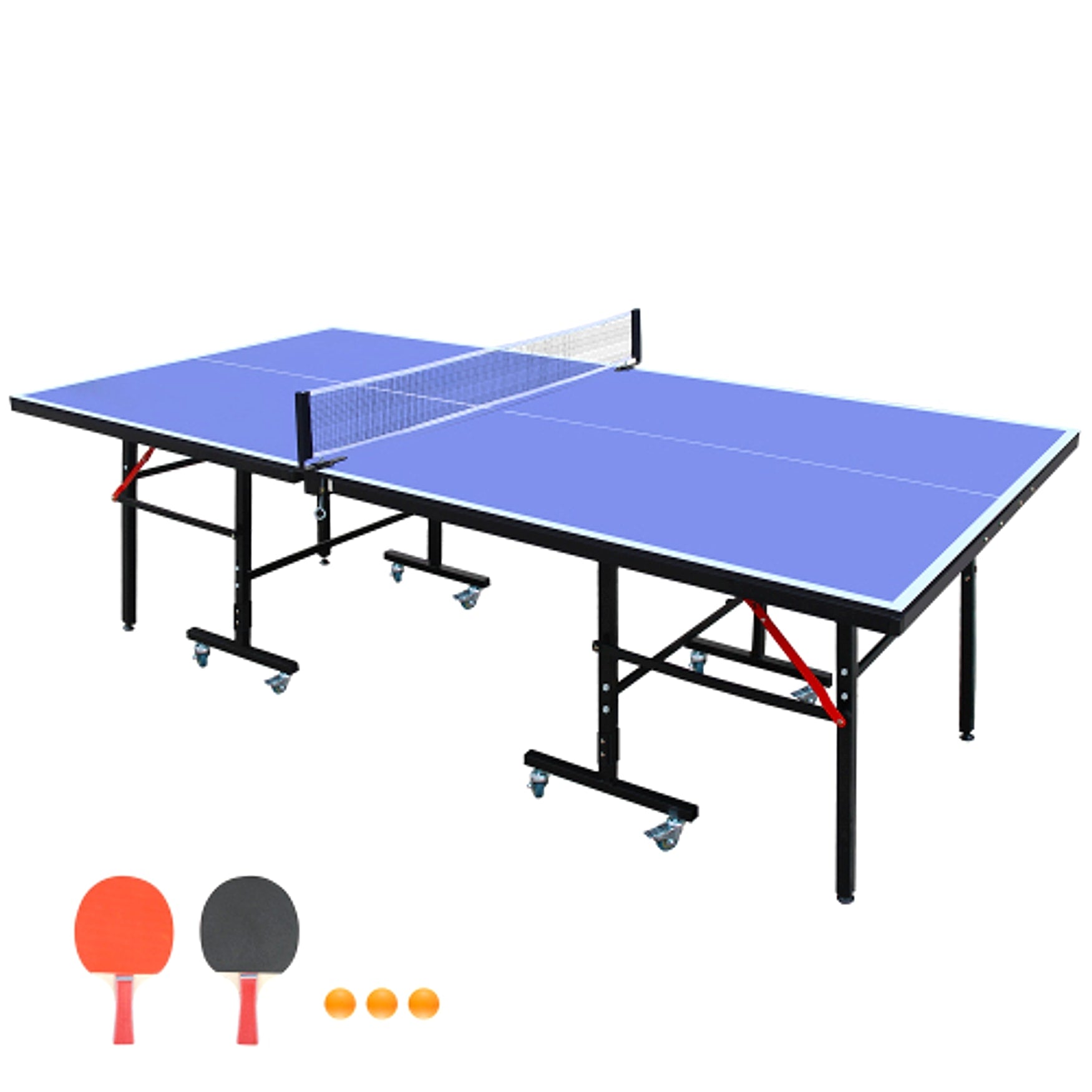 GameMaster™ – 8ft Mid-Size Foldable Ping Pong Table Set w/ Net, 2 Paddles & Balls (US Warehouse) - enhanced image 1