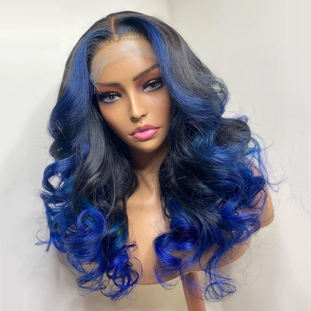 Gradient Orange Yellow Blue And Green Real Hair Headgear - enhanced image 1