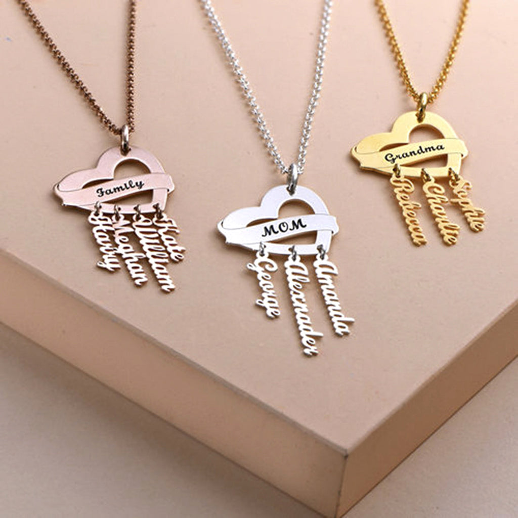 Heart-shaped Lettering Necklace Customized For Men And Women - enhanced image 1