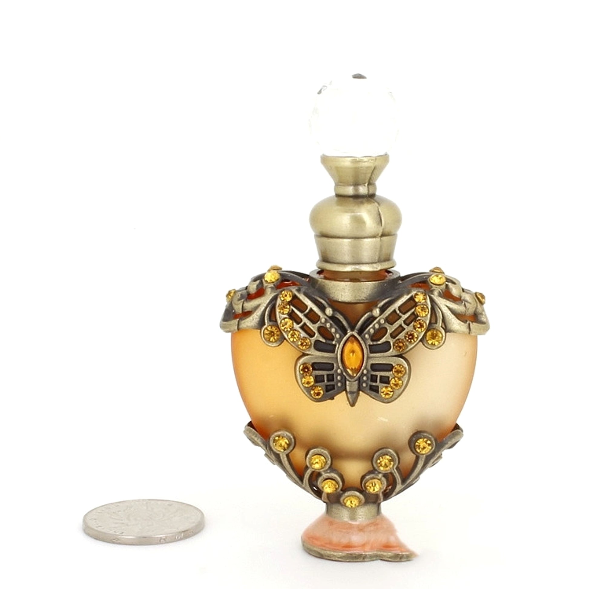 Heart-shaped Middle East Perfume Bottle with Colored Stones Single Bottle - enhanced image 1