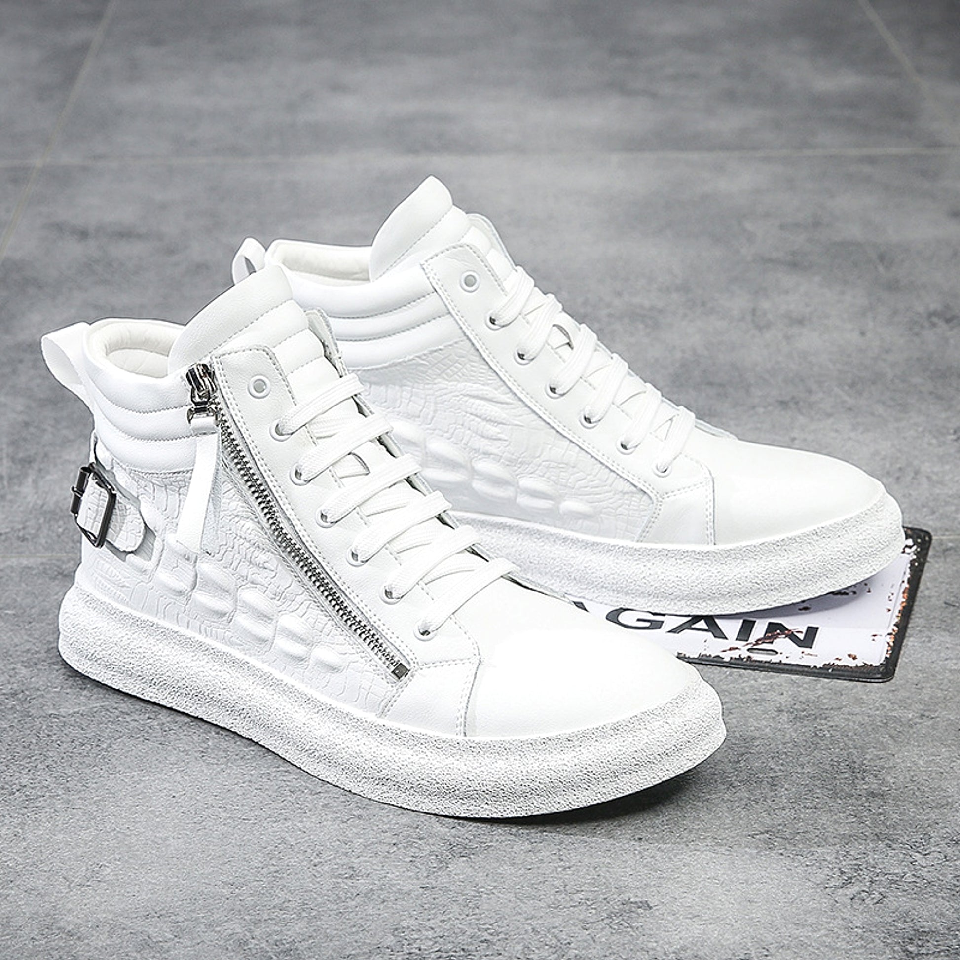 UrbanCore™ – Men’s High-Top Leather Street Sneakers - enhanced image 1