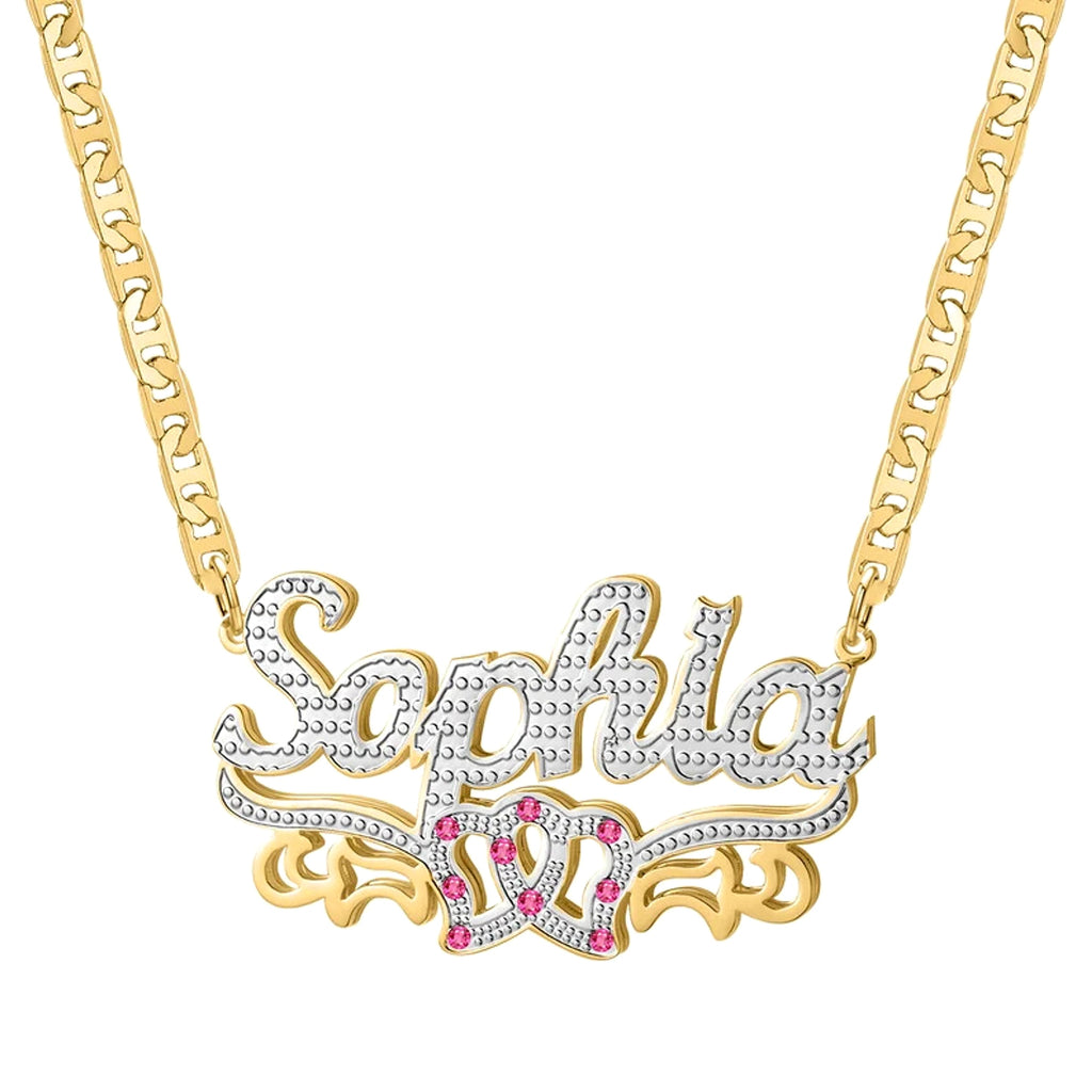 Hip Hop Trendy Two Tone Letter Necklace - enhanced image 1