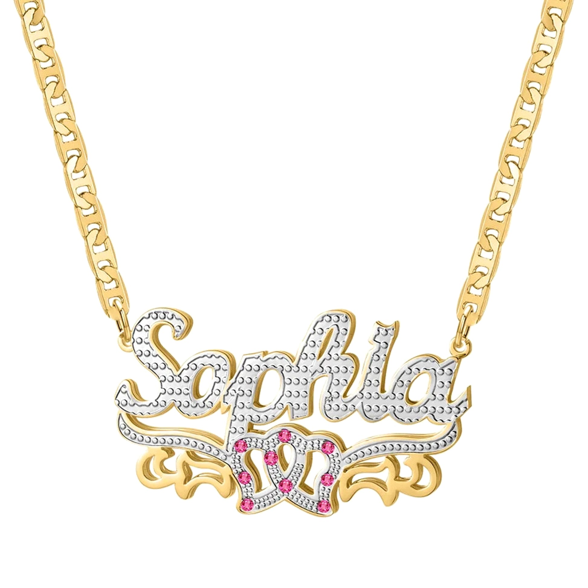 Hip Hop Trendy Two Tone Letter Necklace - enhanced image 1
