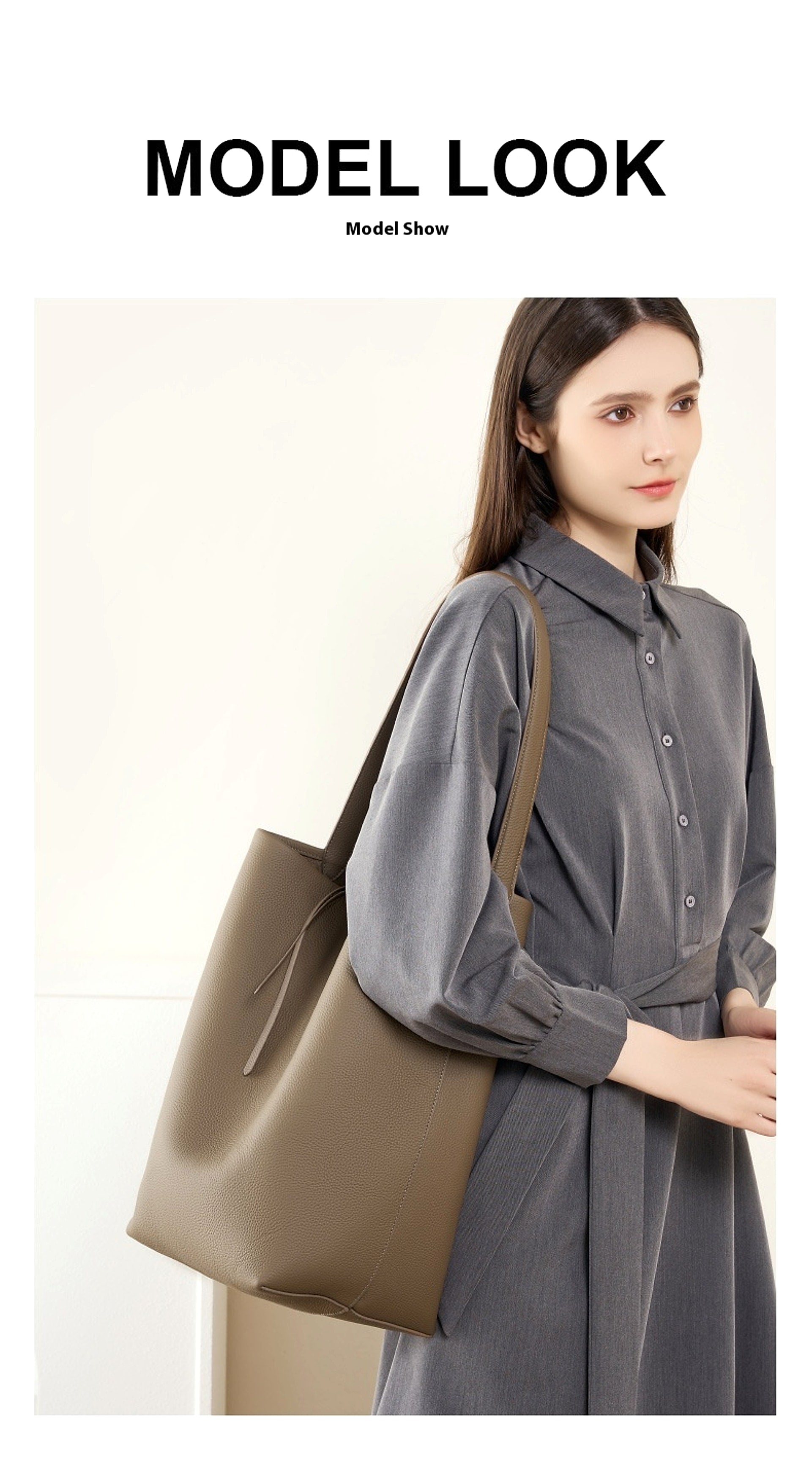 Ideluxe™ – Minimalist Large Capacity Leather Bucket Bag - enhanced image 1