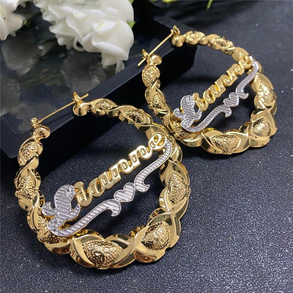 Ins Wind Alloy Carved Name Earrings - enhanced image 1