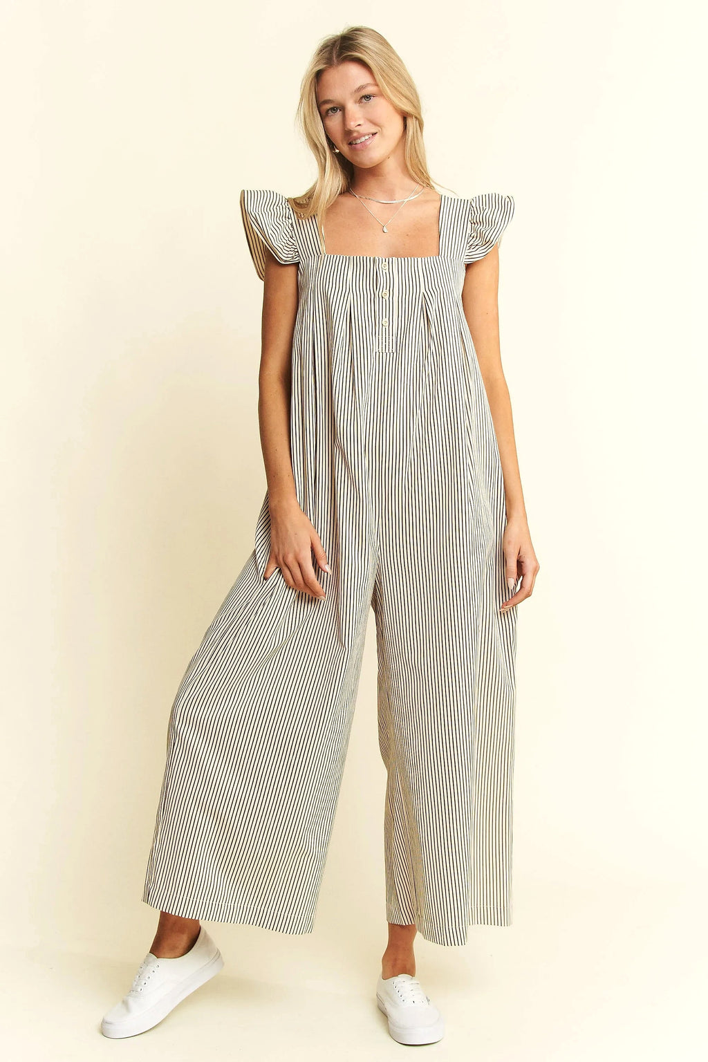 Jade By Jane Stripe Sleeveless Ruffle Jumpsuit - enhanced image 1