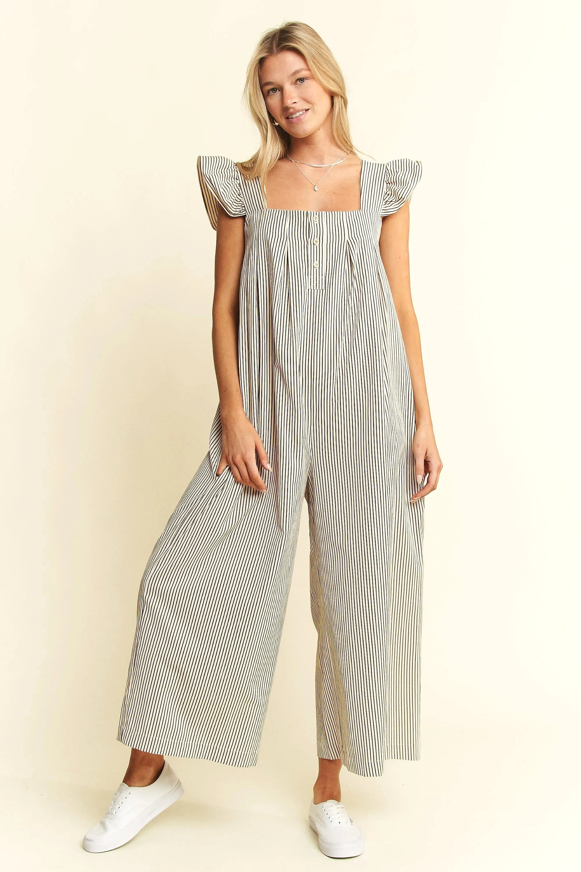 Jade By Jane Stripe Sleeveless Ruffle Jumpsuit - enhanced image 1