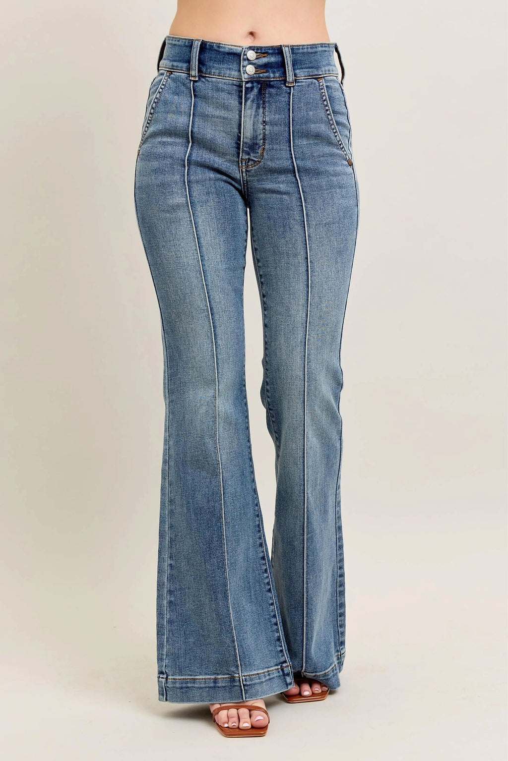 Judy Blue Full Size High-Waist Flare Denim Jeans with Front Seam Detail Plus Size - enhanced image 1