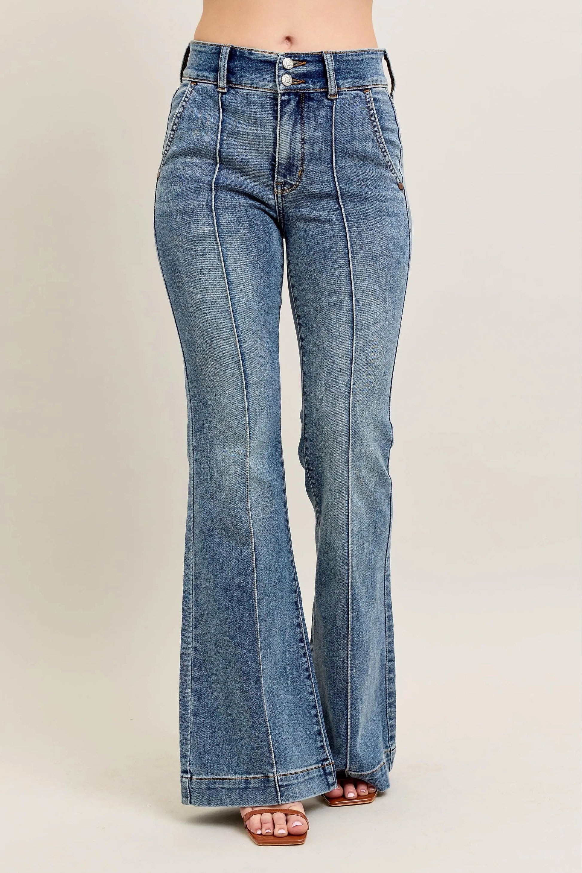 Judy Blue Full Size High-Waist Flare Denim Jeans with Front Seam Detail Plus Size - enhanced image 1