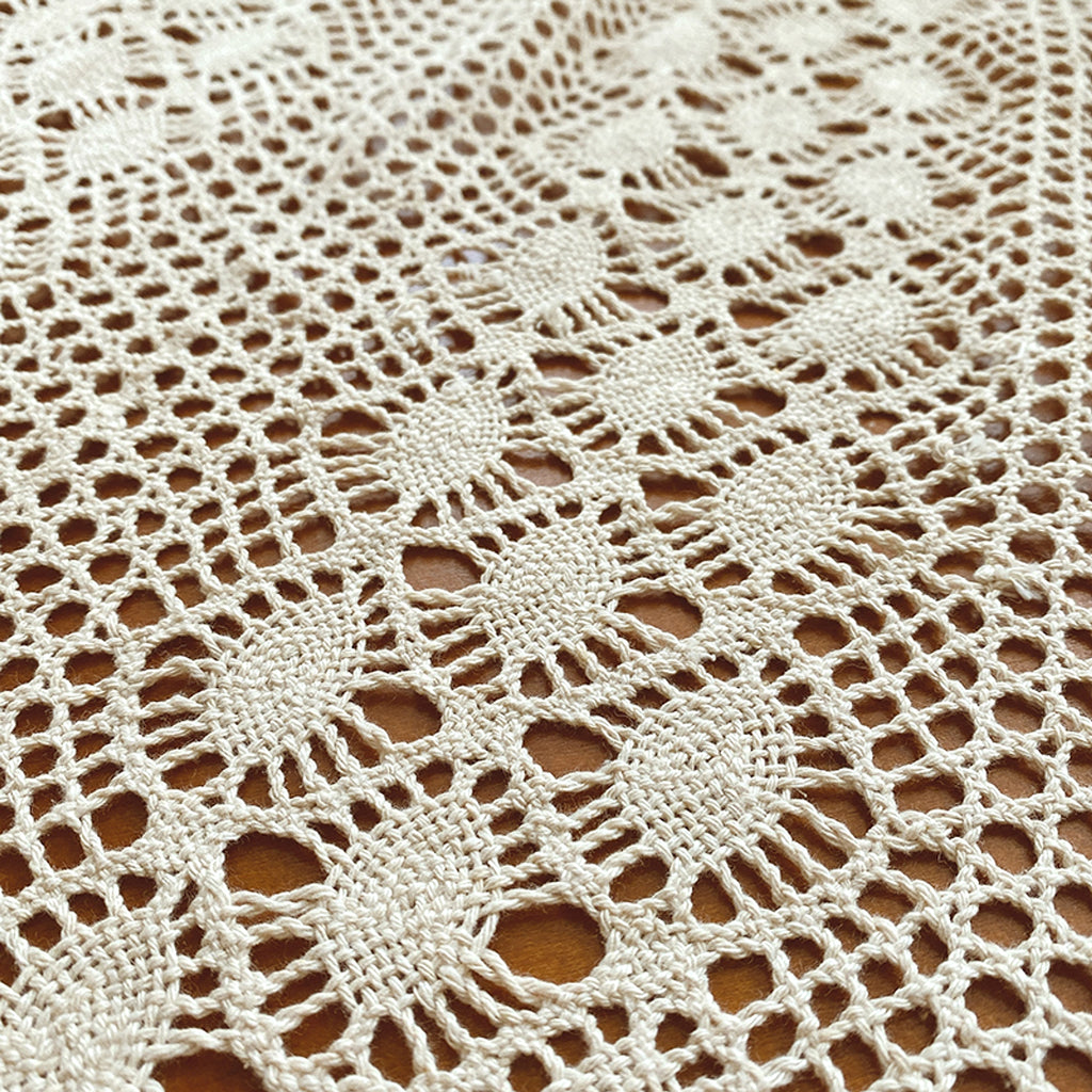 LaceHarvest™ – Cotton Hemp Crochet Curtain in Rustic Farmhouse Style - enhanced image 1
