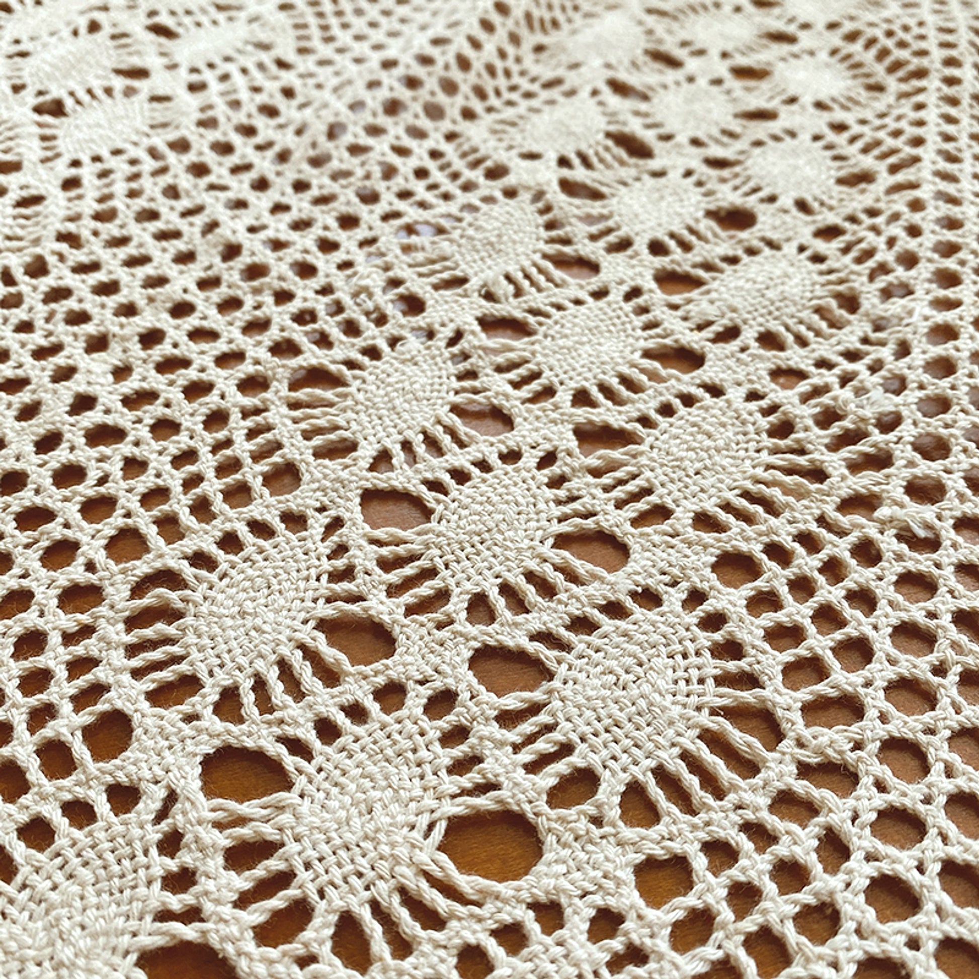 LaceHarvest™ – Cotton Hemp Crochet Curtain in Rustic Farmhouse Style - enhanced image 1
