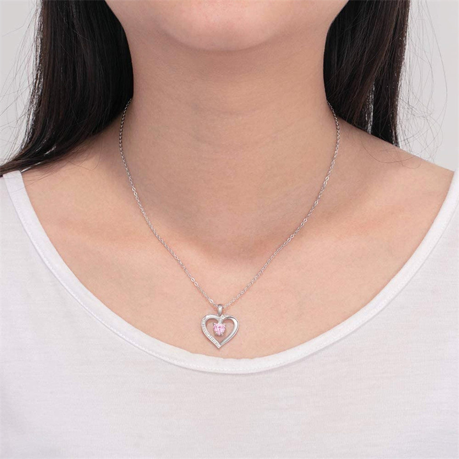 Ladies Elegant Heart Zircon Love Pendant Necklace - enhanced image 1