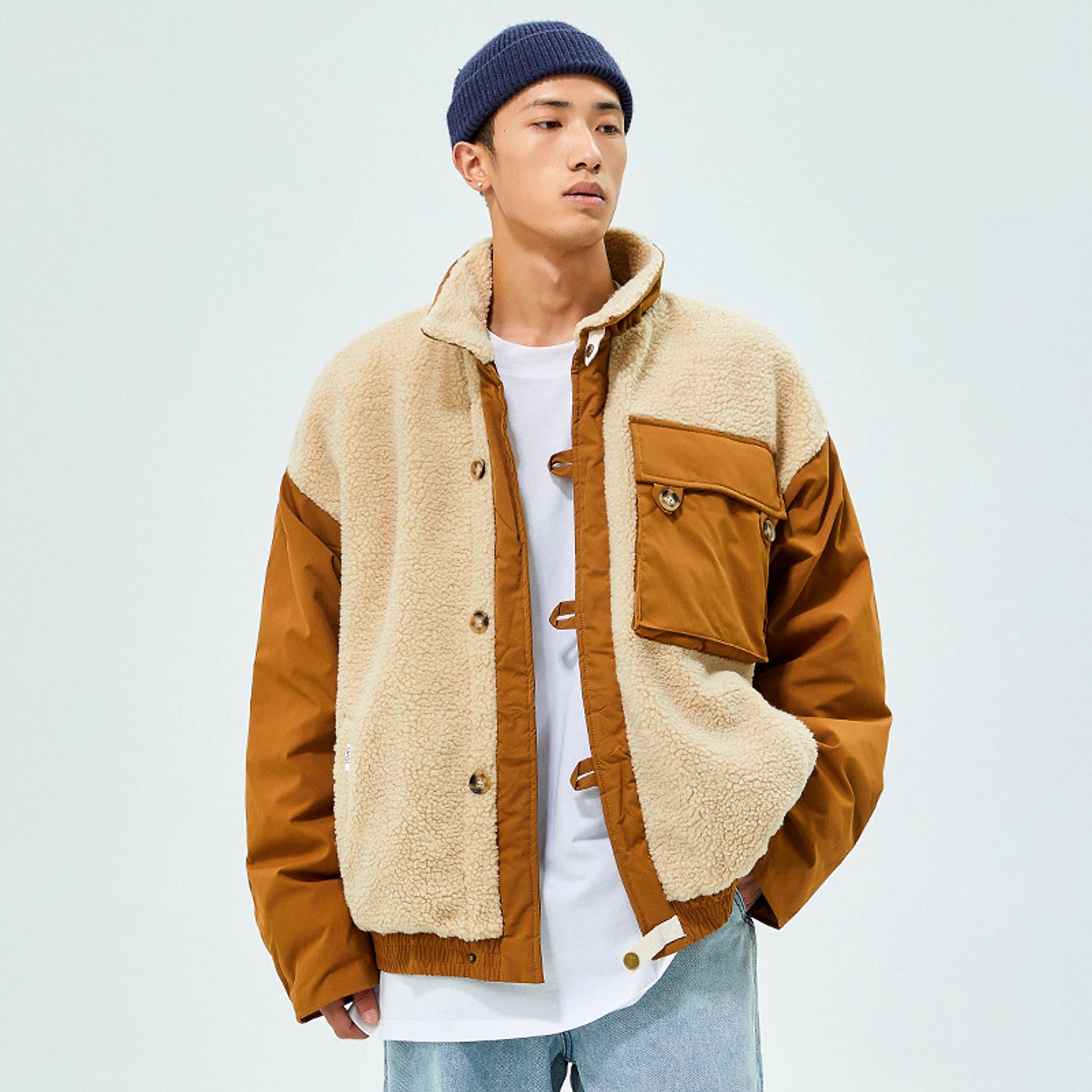 Lamb Wool Color Matching Cotton Suit Men's Fashion Brand - enhanced image 1