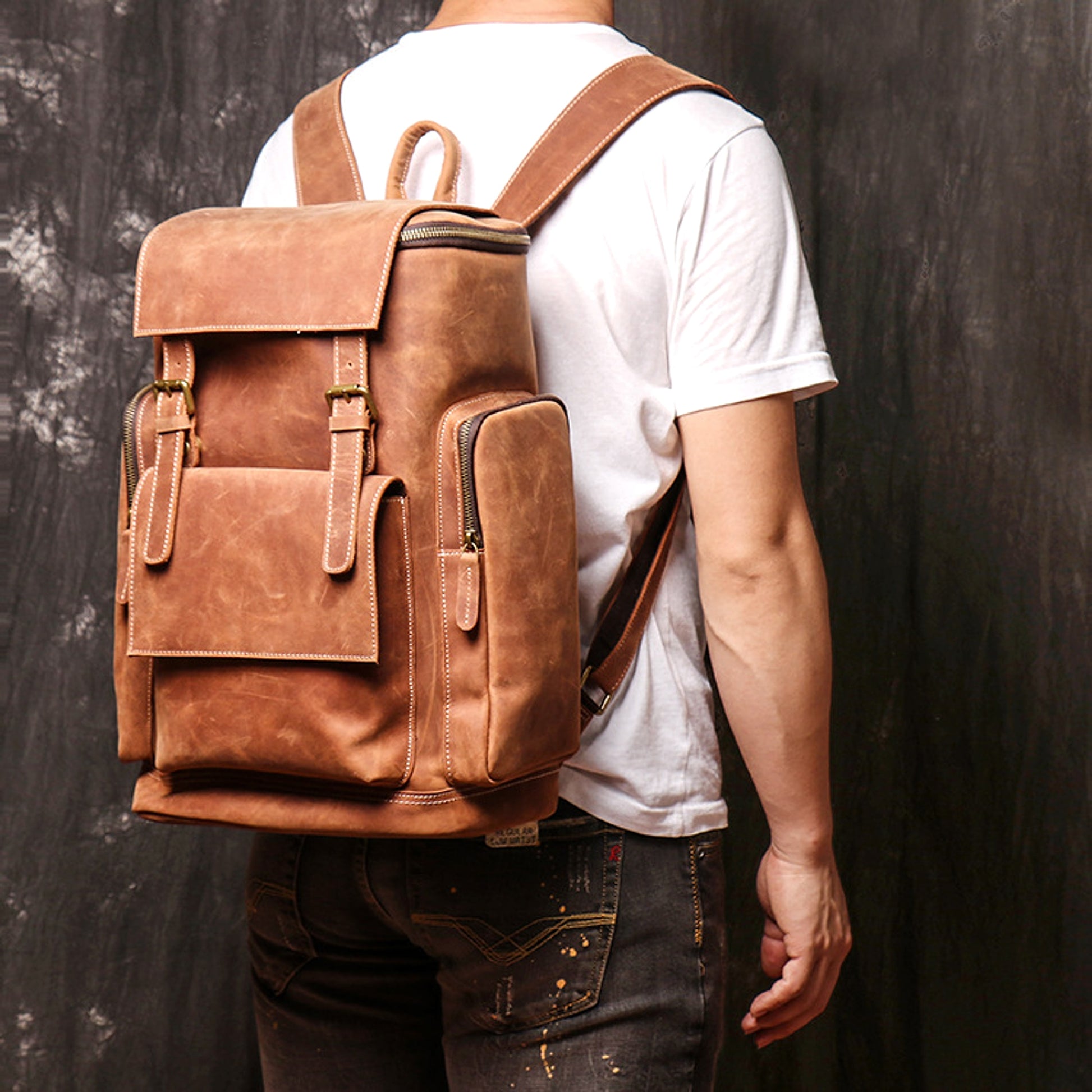 ALLFASHION™ – HeritageLeather Laptop Backpack - enhanced image 1