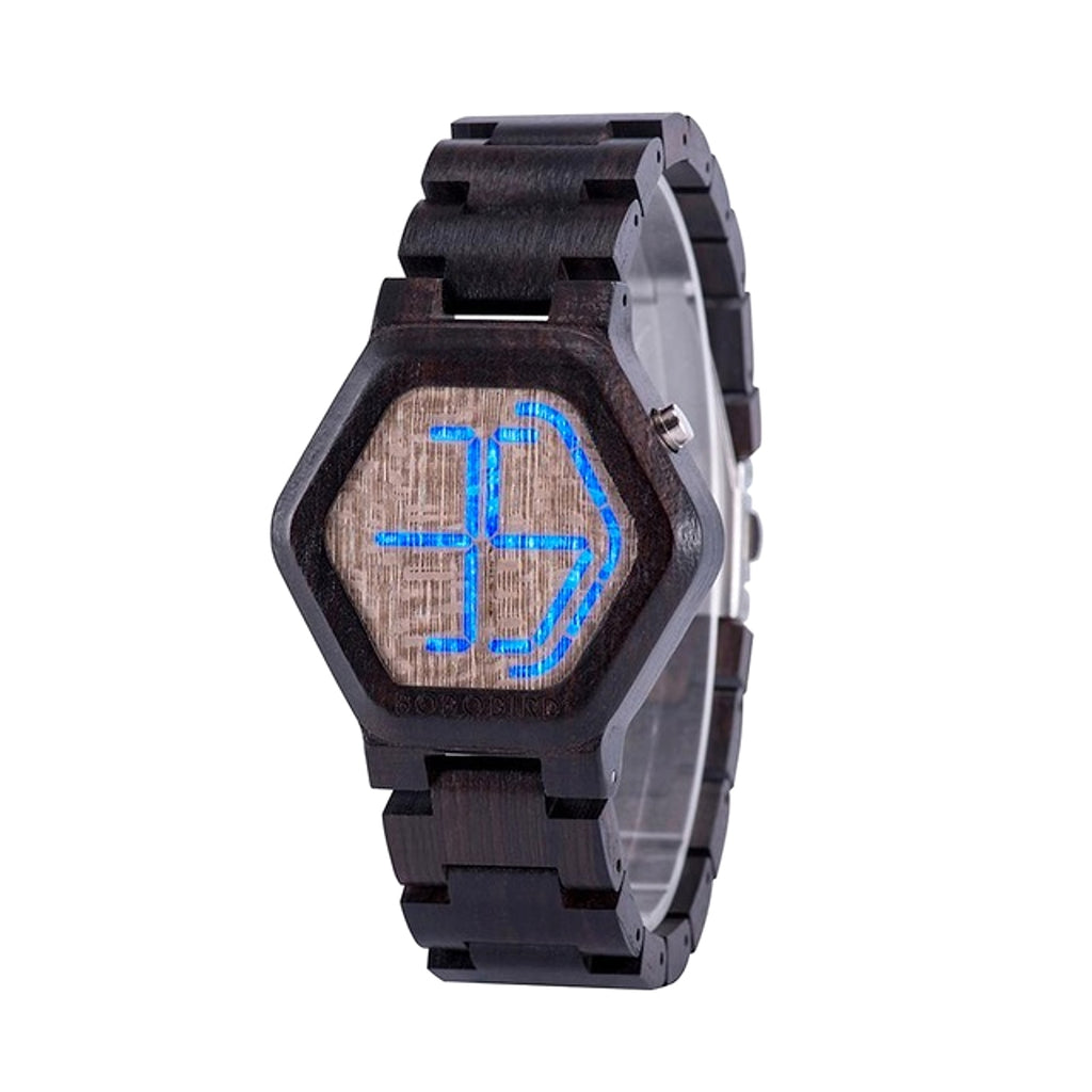Z. LED Display Wooden Watch Men Wristwatches Wood Night Vision - enhanced image 1