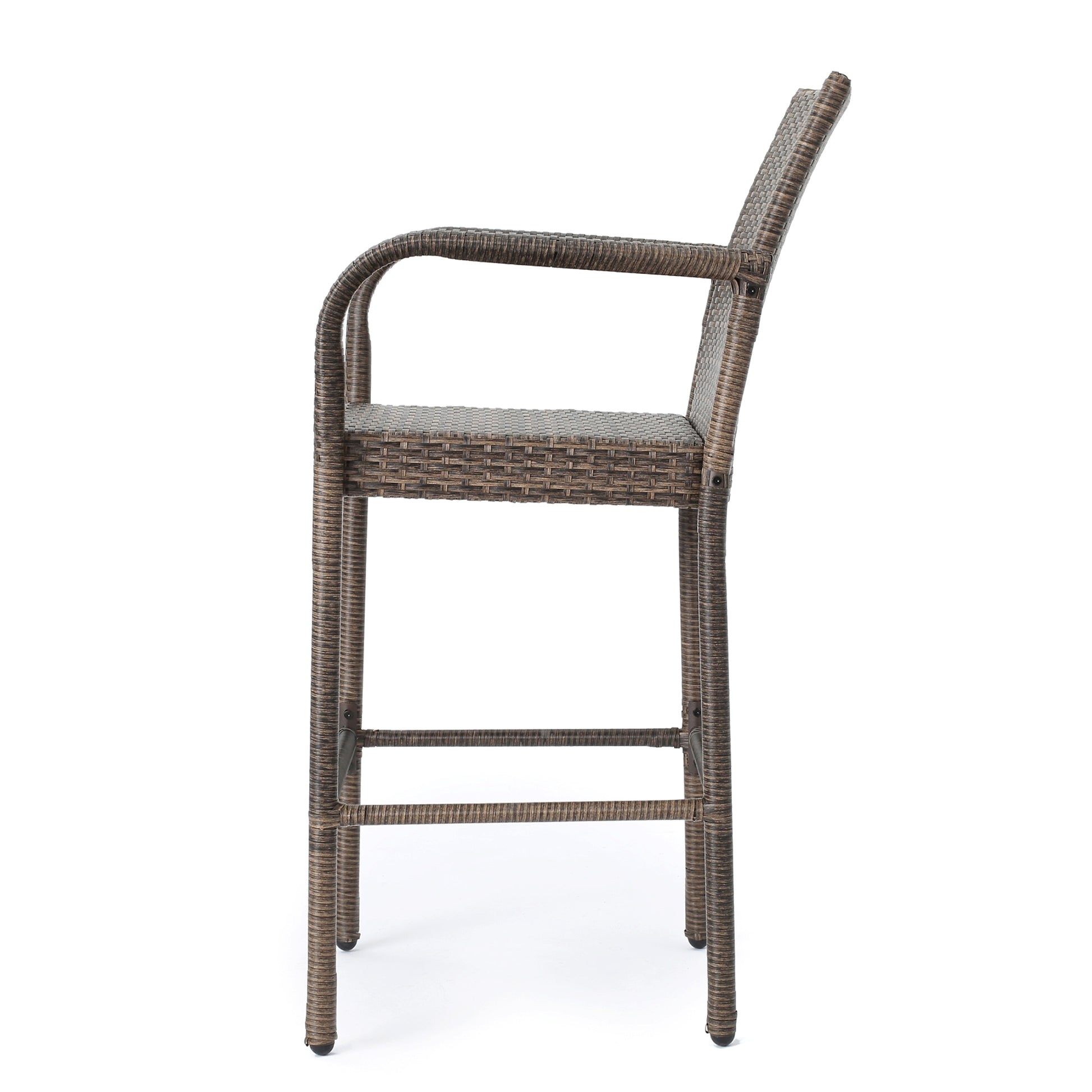 LuneluX_Home – Modern Outdoor Rattan Bar Stool (Brown) - enhanced image 1