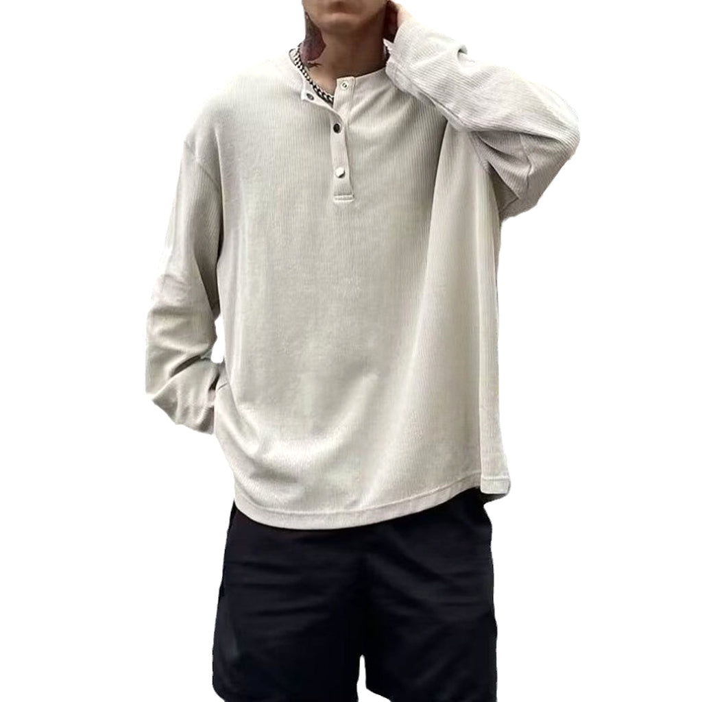 Loose Casual Retro Button Top T-Shirt - enhanced image 1