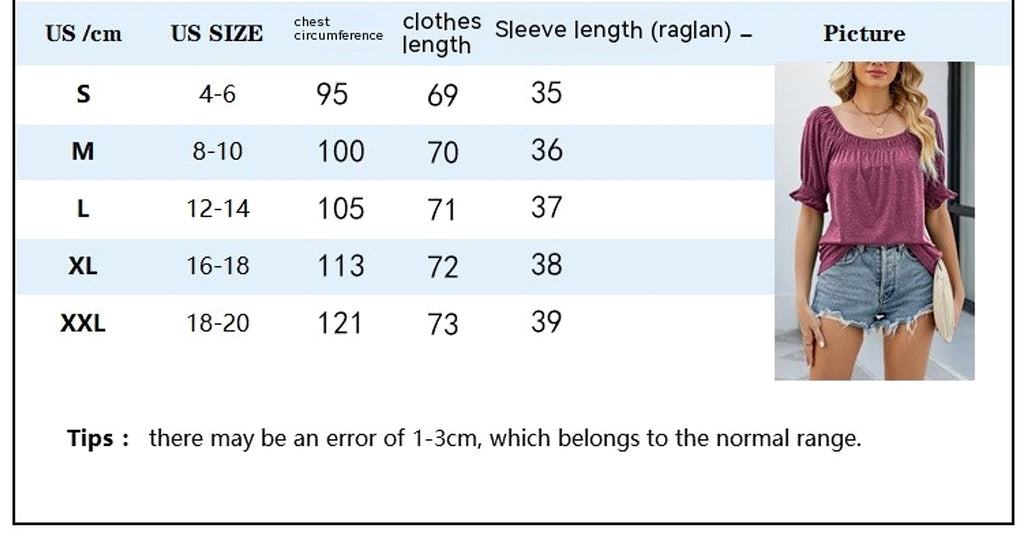 Loose Design Casual Short Sleeve Fashion Square Collar T-shirt Women - enhanced image 1