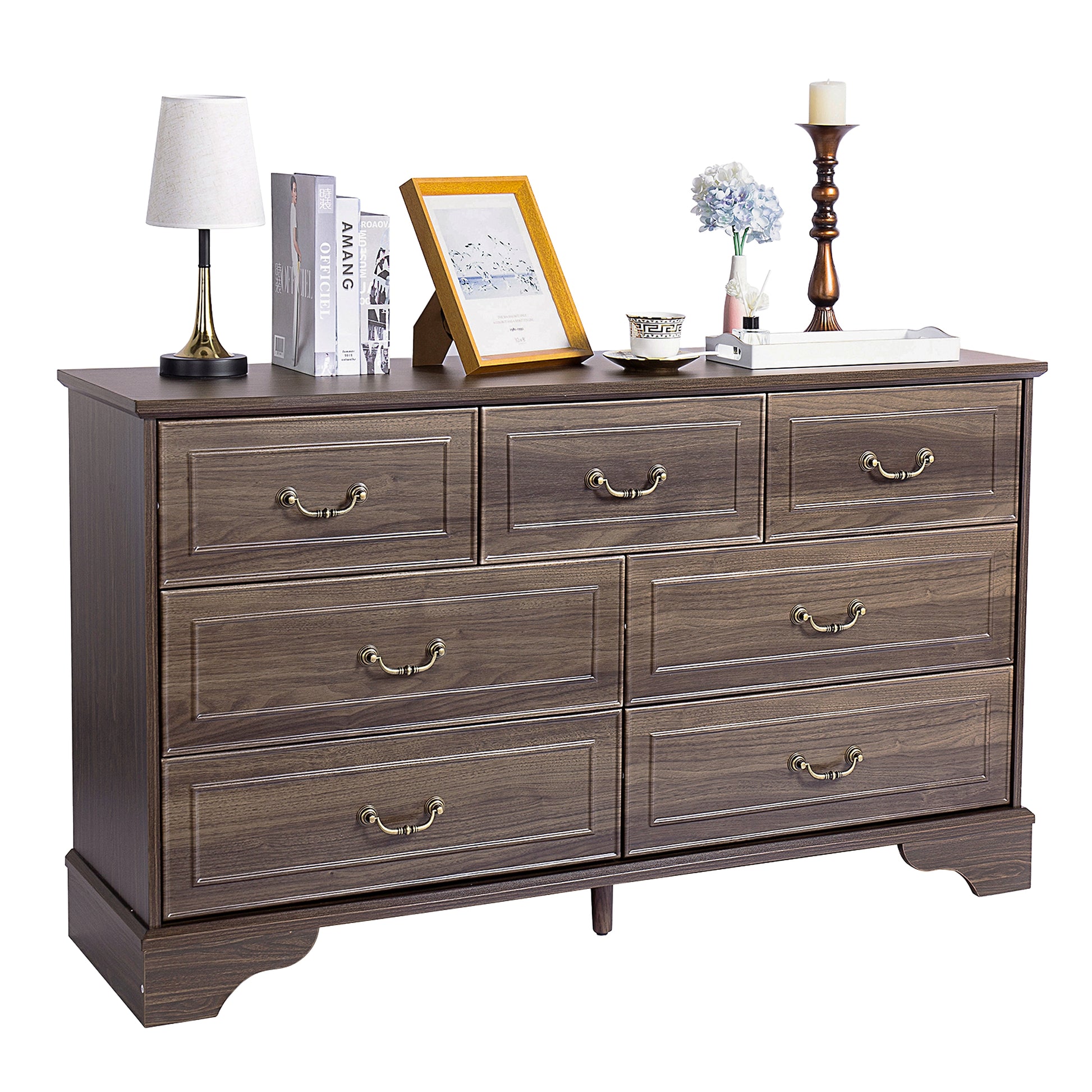 Lunelux™ – 7-Drawer Chest of Drawers (P2 MDF, Walnut Finish) - enhanced image 1