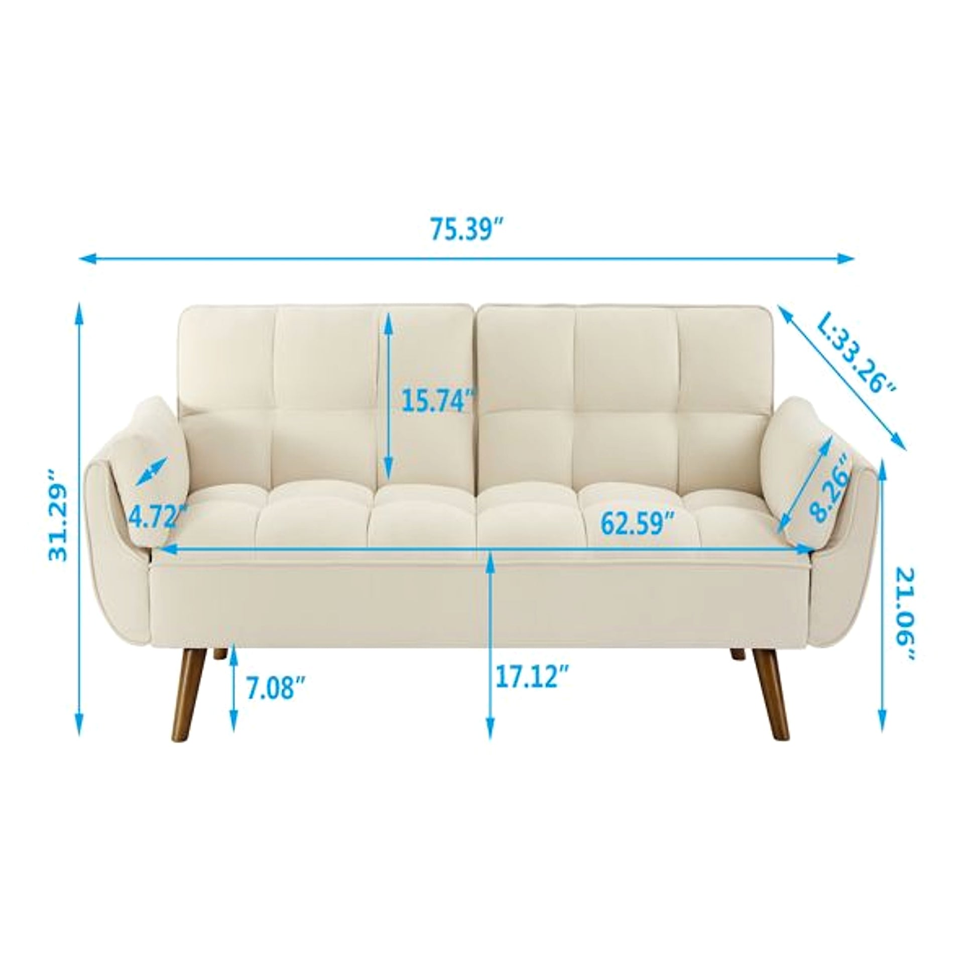 LuneluX – Adjustable Linen Sofa Chair (Beige) - enhanced image 1
