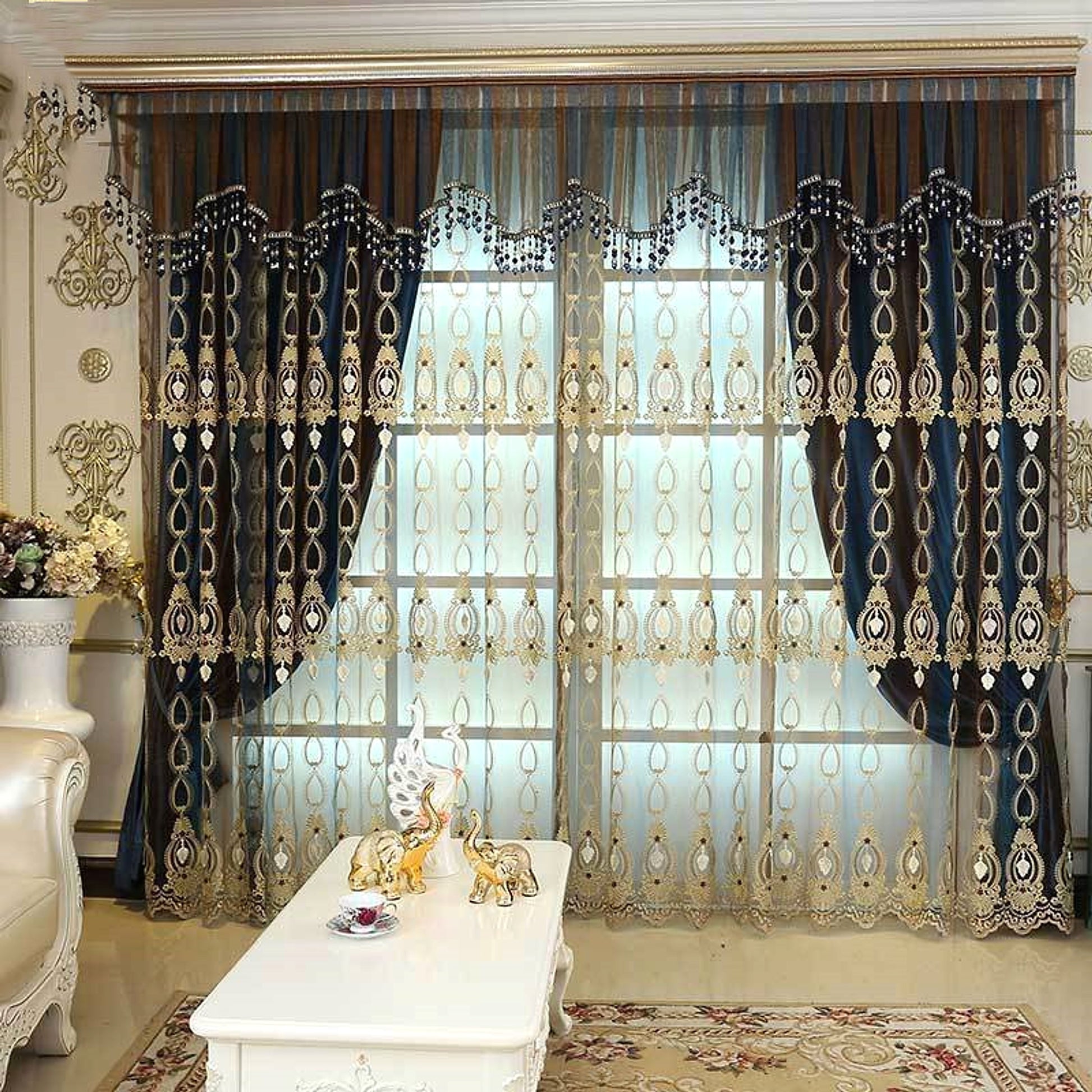 LuneluX™ – Embroidered Flannel Curtains – Palace Edition - enhanced image 1