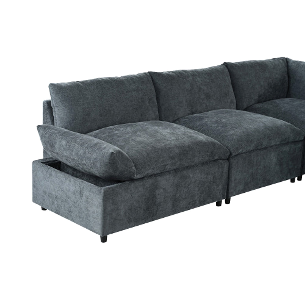 LuneluX_Home – 115.5" Modular Deep Gray Sectional Sofa with Storage & Plush Cushions - enhanced image 1