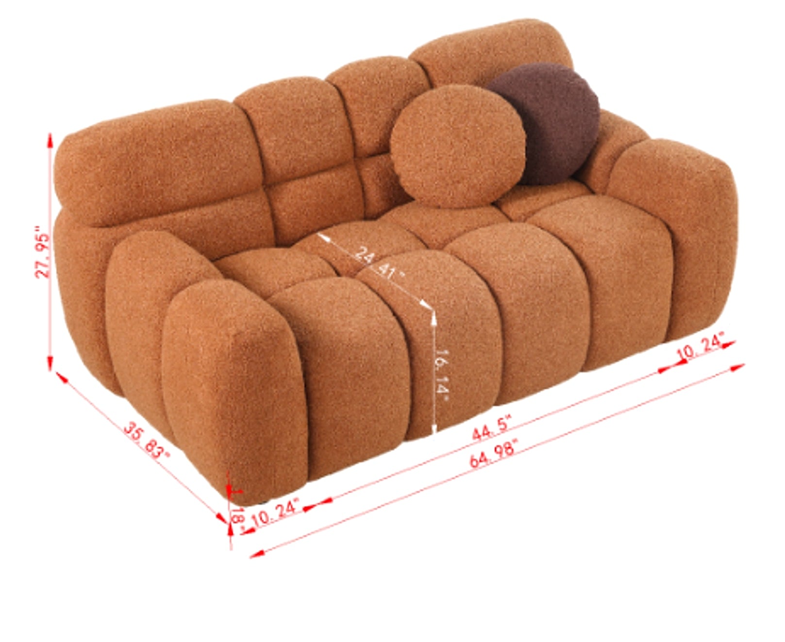 LuneluX_Home – 65" Bouclé Marshmallow Sofa | U.S. Comfort Edition - enhanced image 1
