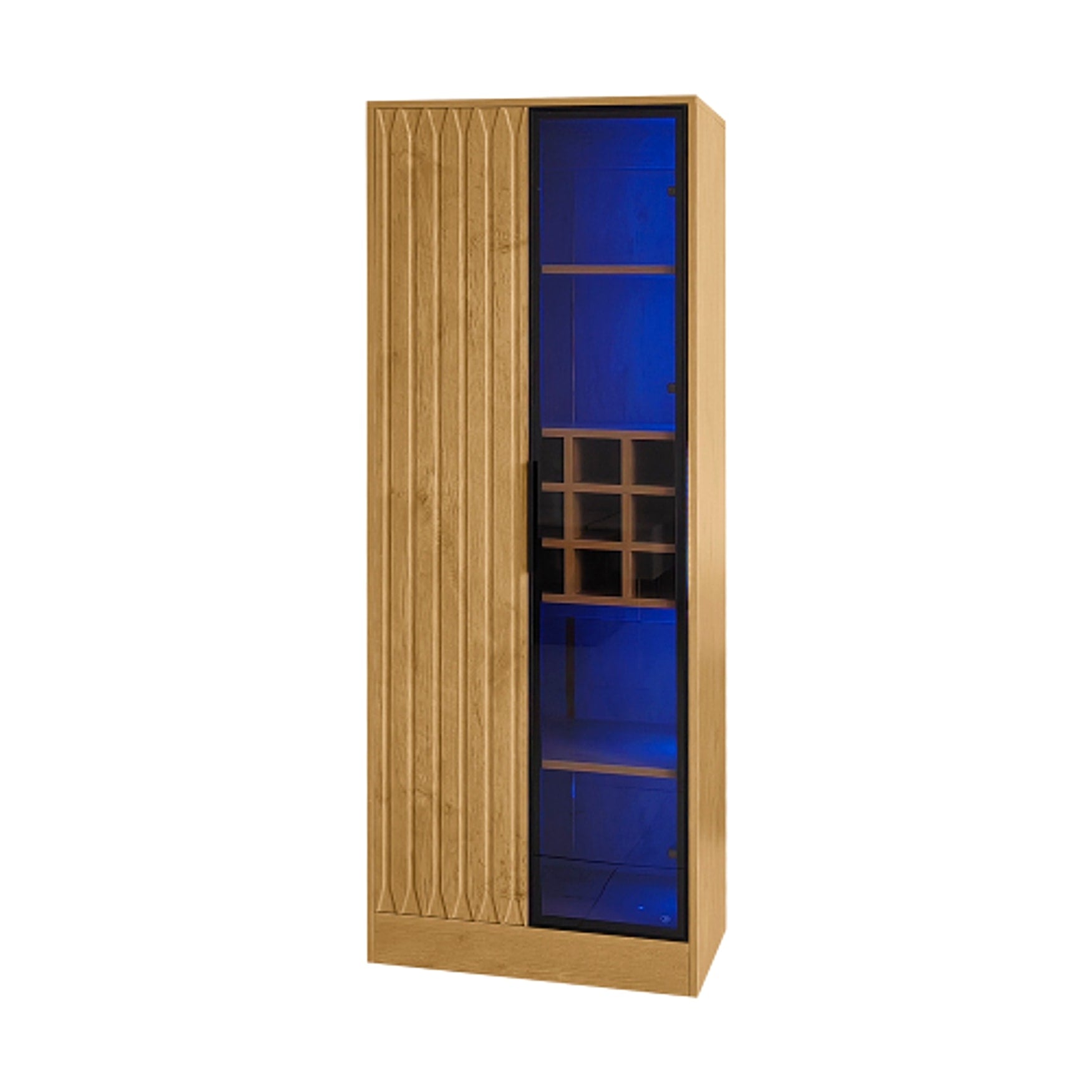 LuneluX_Home – Bathroom Cabinet with Glass Doors, LED Lighting & Wooden Finish (160 cm) - enhanced image 1